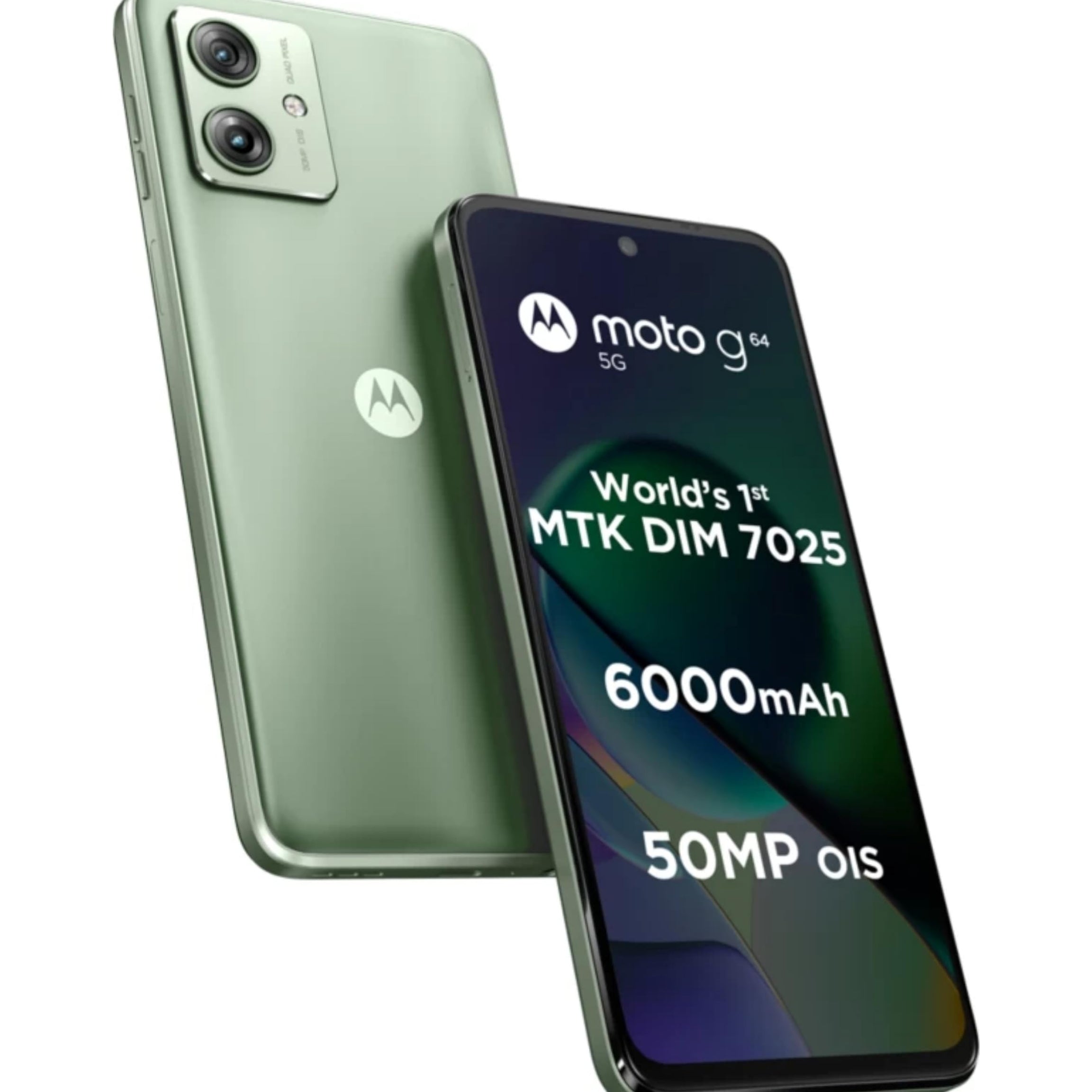 Motorola G64 5G (Mint Green, 12GB RAM, 256GB Storage) | Expandable Upto 2TB | Upto 24GB RAM with RAM Boost | 50MP (OIS) + 8MP | 16MP Front Camera | MediaTek Dimensity 7025 Processor | 6000 mAh Battery