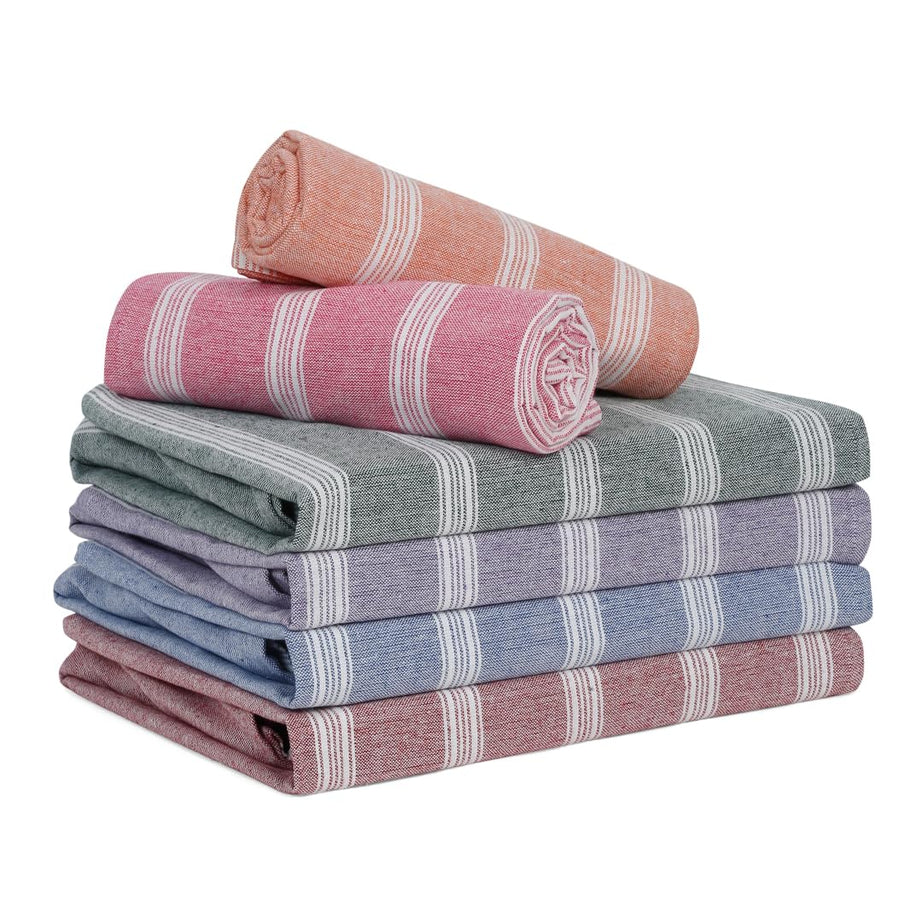 Amazon Brand - Solimo- Multicolour Turkish Towel-TurkishTowel-Pack6