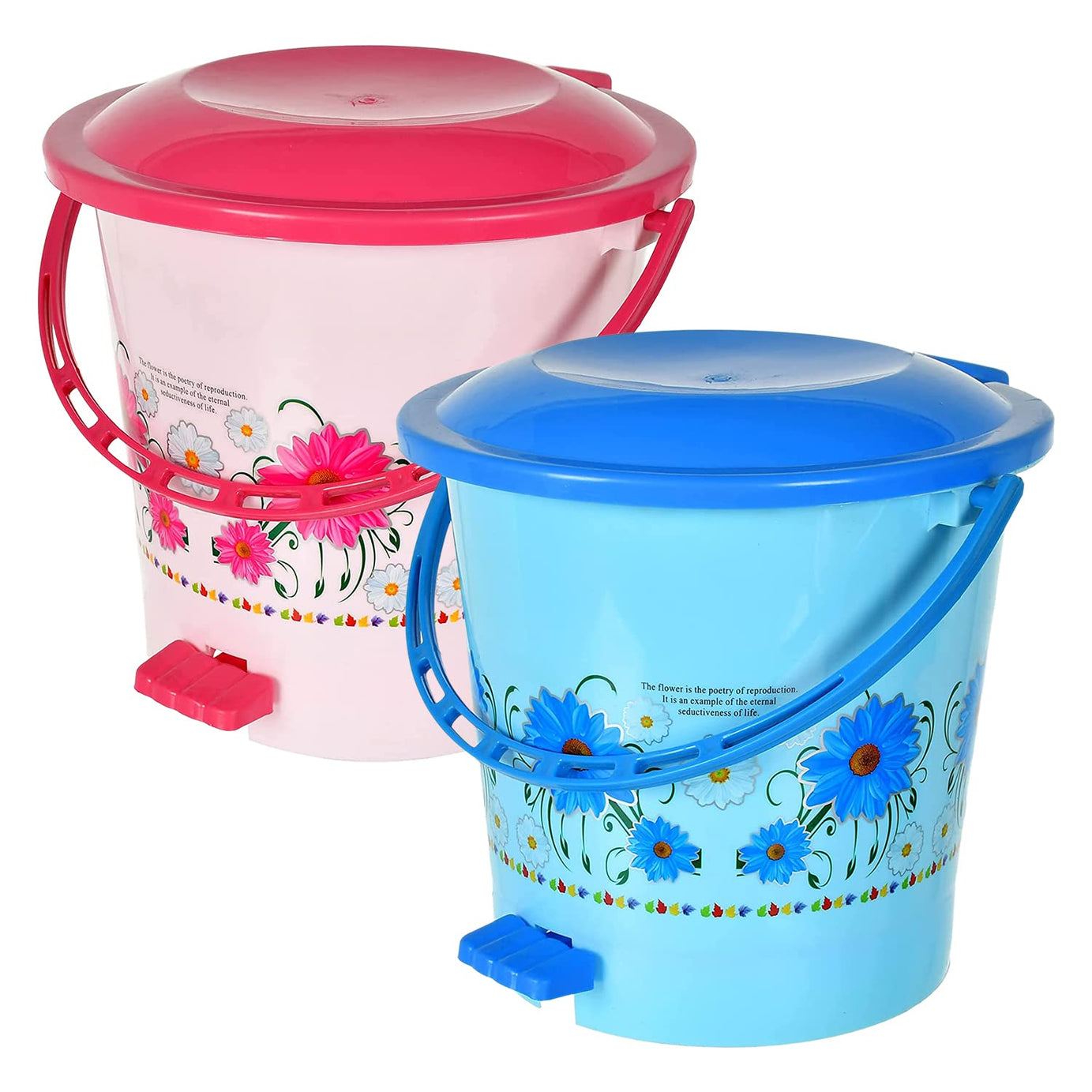 Kuber Industries Pedal Dustbin|Plastic Pedal Dustbin|Kitchen Paper Bin|Dustbin For Bedroom|Dustbin For office|5 Liter Dustbin|Pack of 2 (Multicolor)