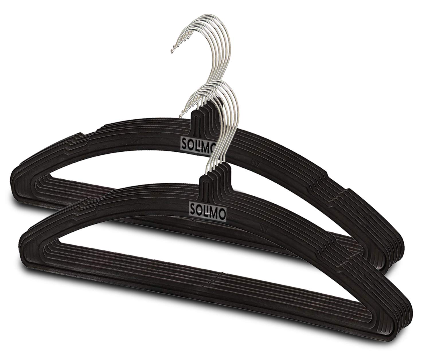 Amazon Brand - Solimo Plastic Cloth Hanger for Wardrobe, Set of 12, Black