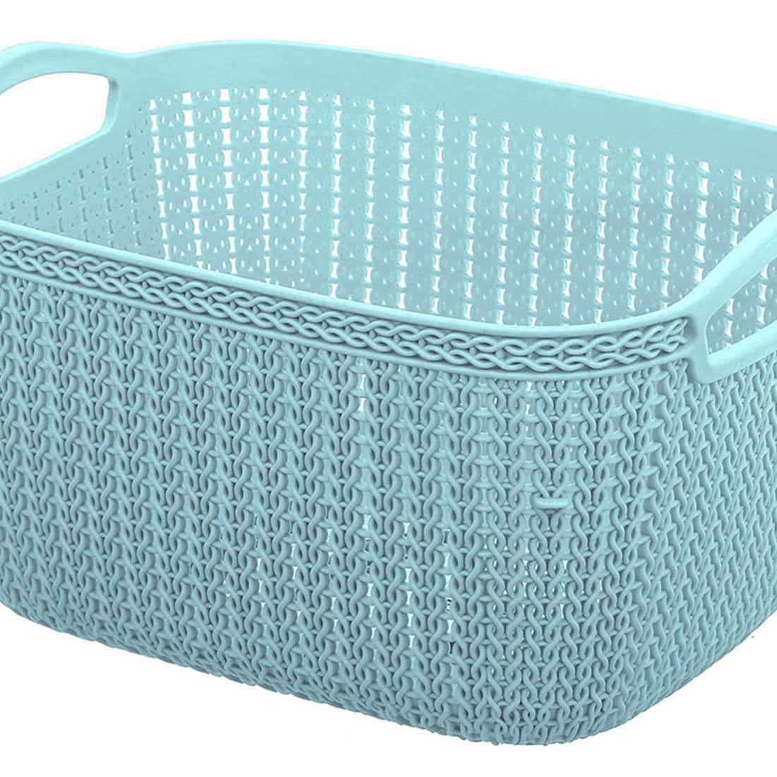 Kuber Industries Q-6 Plastic Multipurpose Large Size Flexible Storage Baskets/Fruit Vegetable Bathroom Stationary Home Basket with Handles (Light Blue)