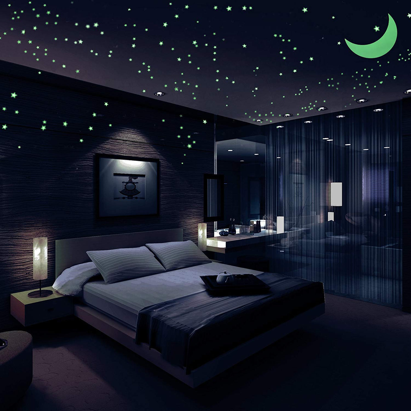 DreamKraft Glow Wall Sticker Starry Night Design (Vinyl ,Neon, 30cm x 24cm ,422 Stickers)