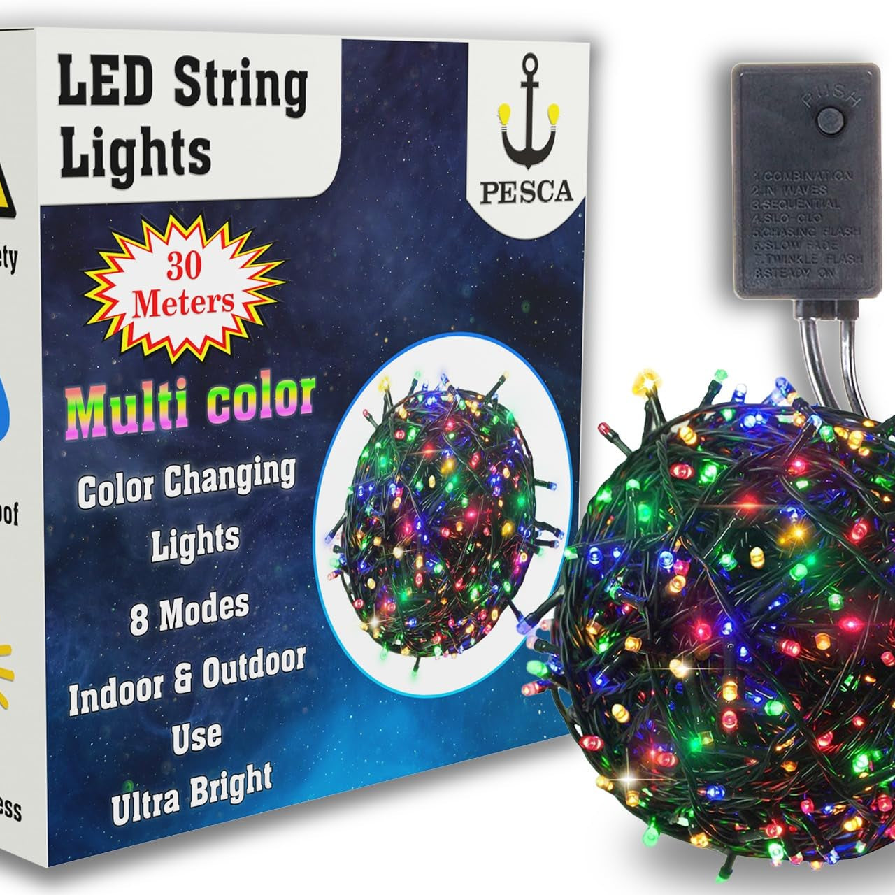 PESCA Diwali Decorative 138 LED String Lights Serial Bulbs - Multicolour 30 Meter