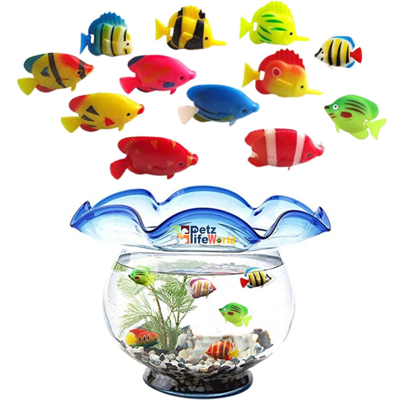 VAYINATO® (Pack of 5) Aquarium Plastic Floating Fake Fish for Aquarium Decoration | Enhance Your Aquarium with Vibrant Plastic Fake Fish (Random Colour) by Petzlifeworld