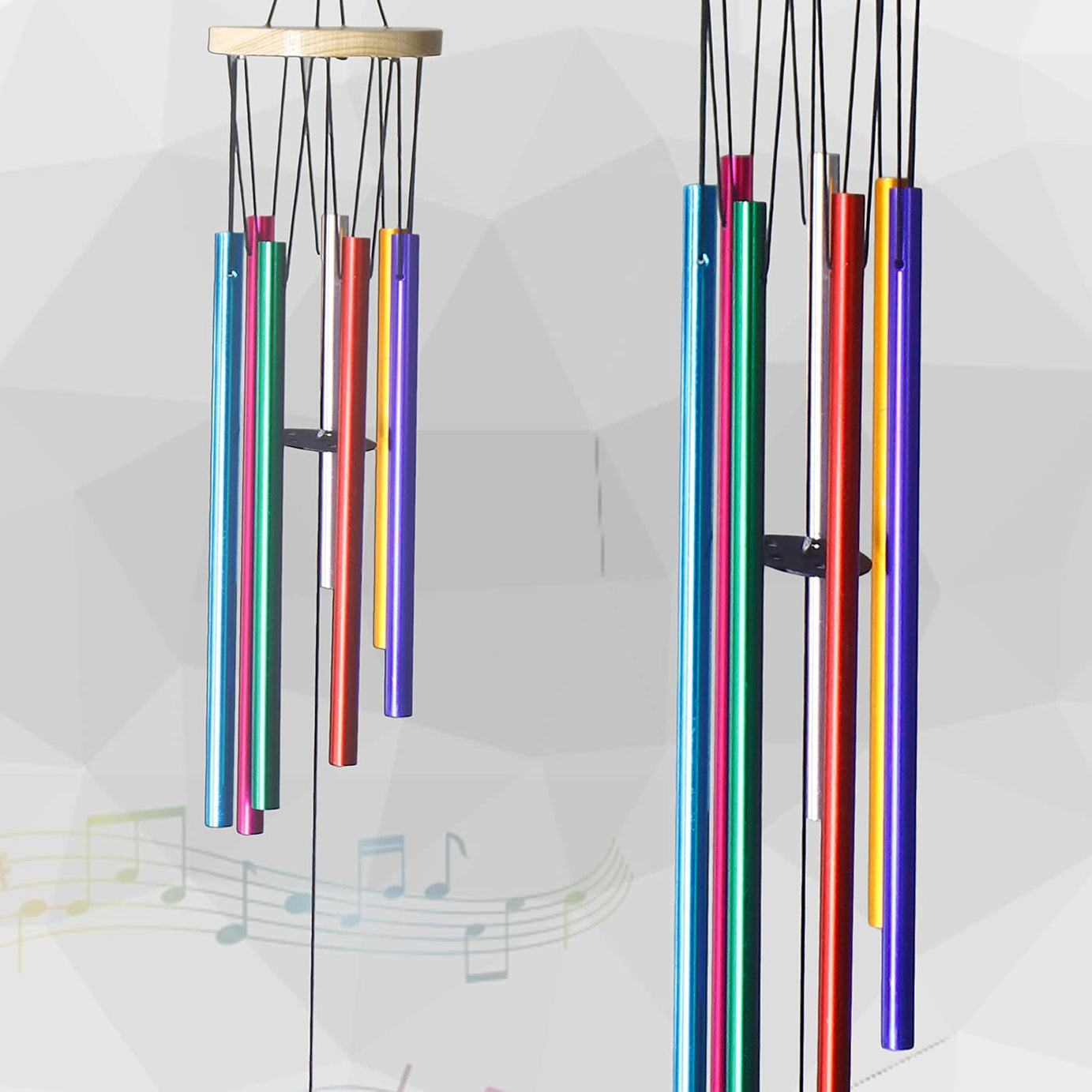 Lilone 7 Pipe Multicolor Metal Wind Chimes for Home | 24 inch Long