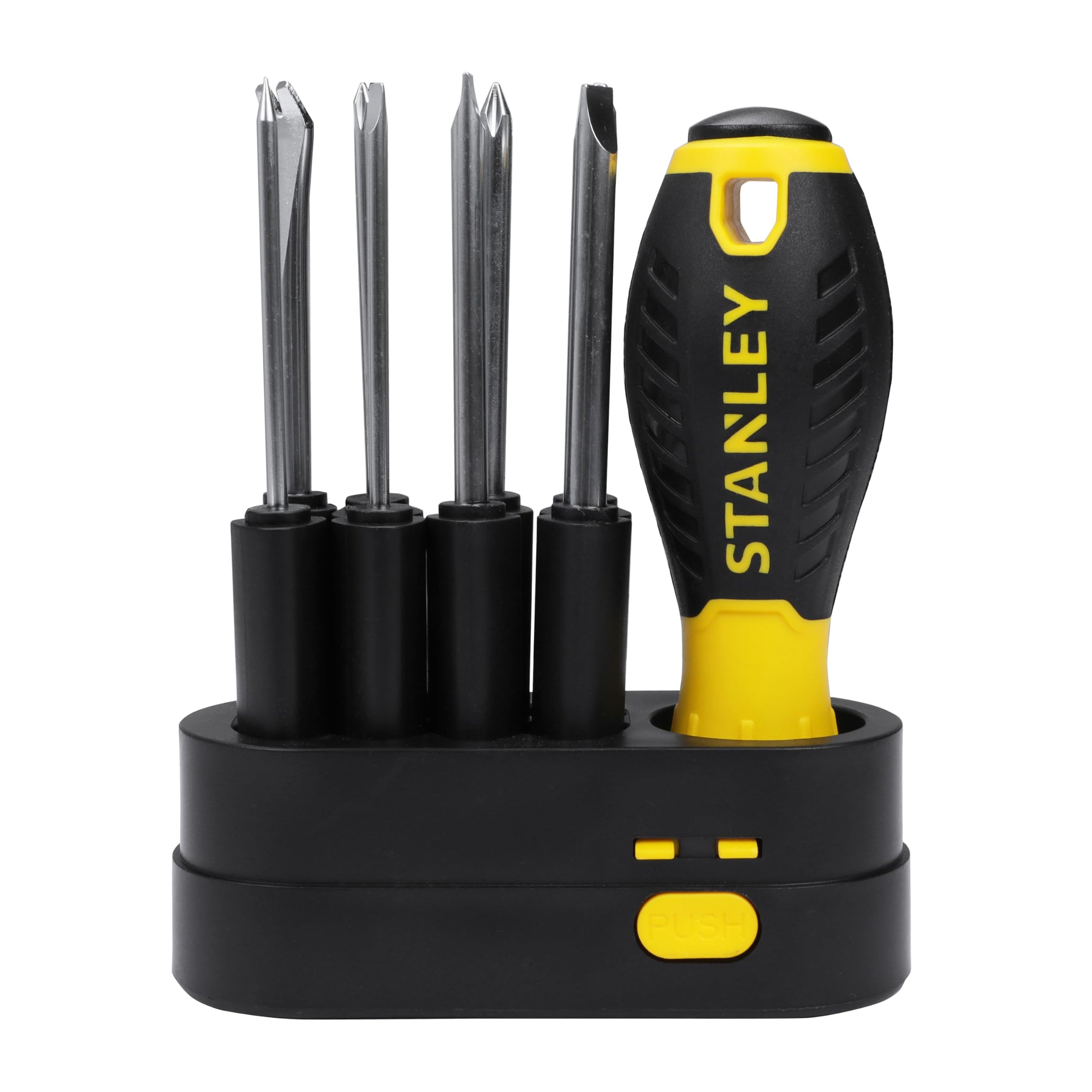 STANLEY STHT62511 9-Way Screwdriver Set with Storage Case for Home, DIY, Professional & Industrial Use Ideal for Carpentry, Construction, Mechanical, Electrical & Plumbing Tasks, YELLOW & BLACK