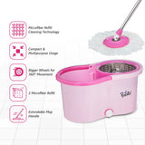 Presto! Spin Mop with Steel Wringer Plastic Bucket Set, Pink