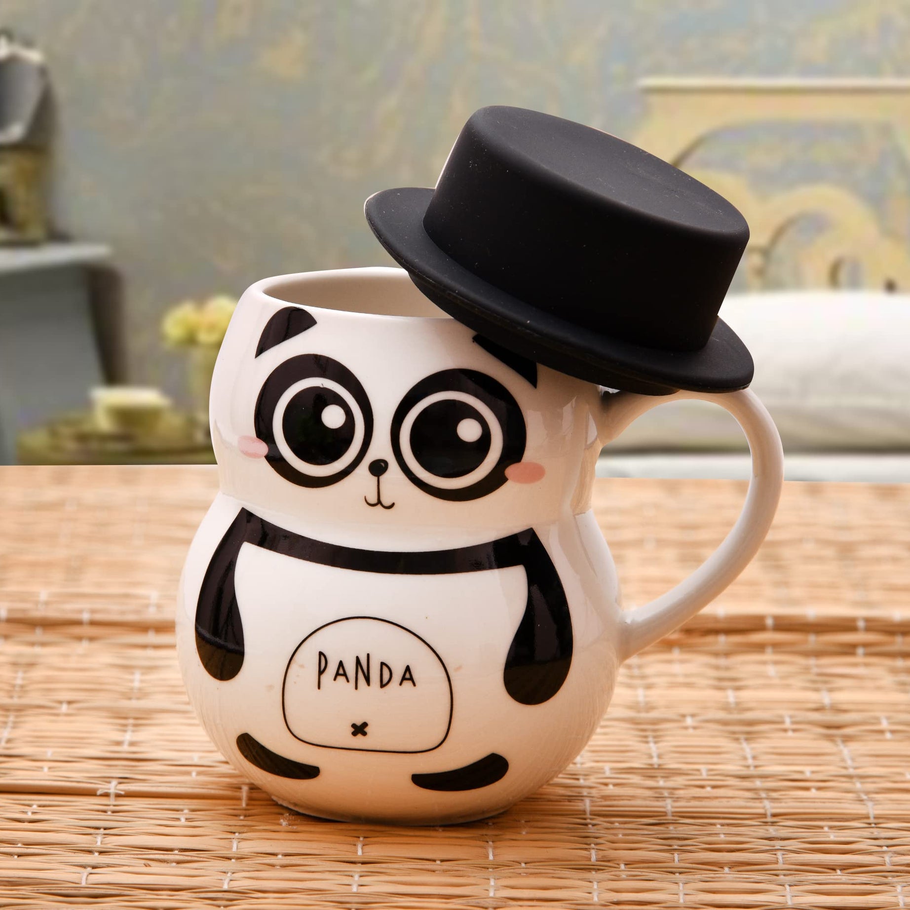 Wings Mart Ceramic Panda Coffee Mug 330 Ml Coffee Milk Tea Cup With Funny Lid Perfect Novelty Best Gift For Birthday Gift For Christmas, Kids, Daughter (Panda Mug)