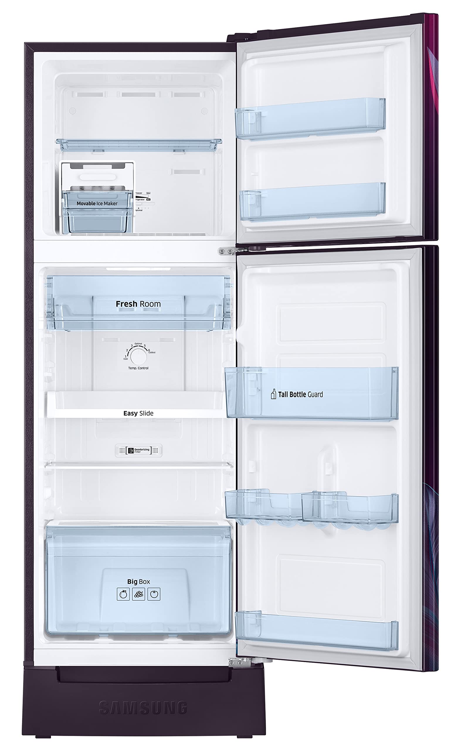 Samsung 236L 2 Star Inverter Frost-Free Double Door Refrigerator (RT28C31429R/HL,Paradise Bloom Purple) Base Stand Drawer 2023 Model