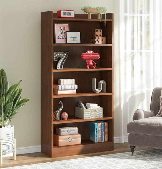 Lukzer Engineered Wood 6 Tier Bookcase Open Book Shelf Storage Cabinet (MR-007 / Brown Oak / 136 x 24 x 71cm) DIY(Do It Yourself)