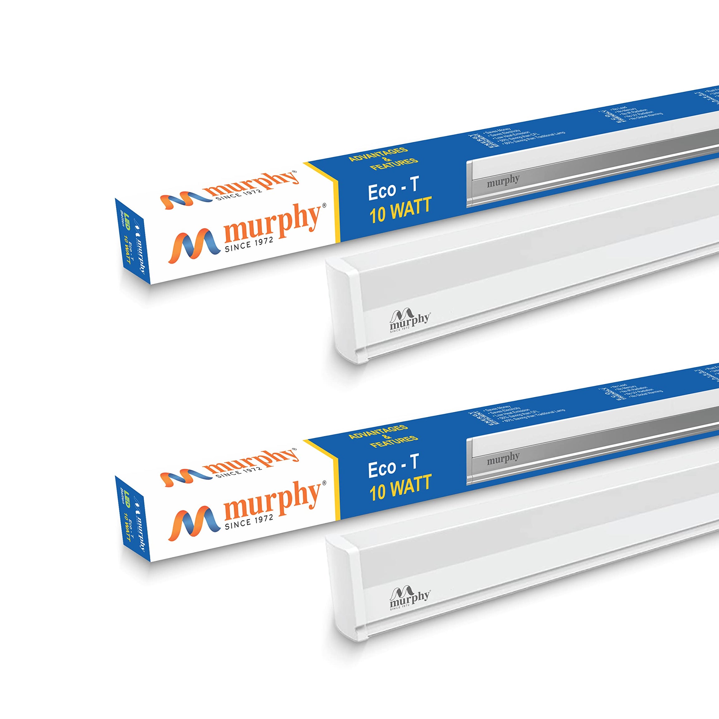 Murphy Led Tubelight 2 Feet 10W, Cool White Batten Pack of 2