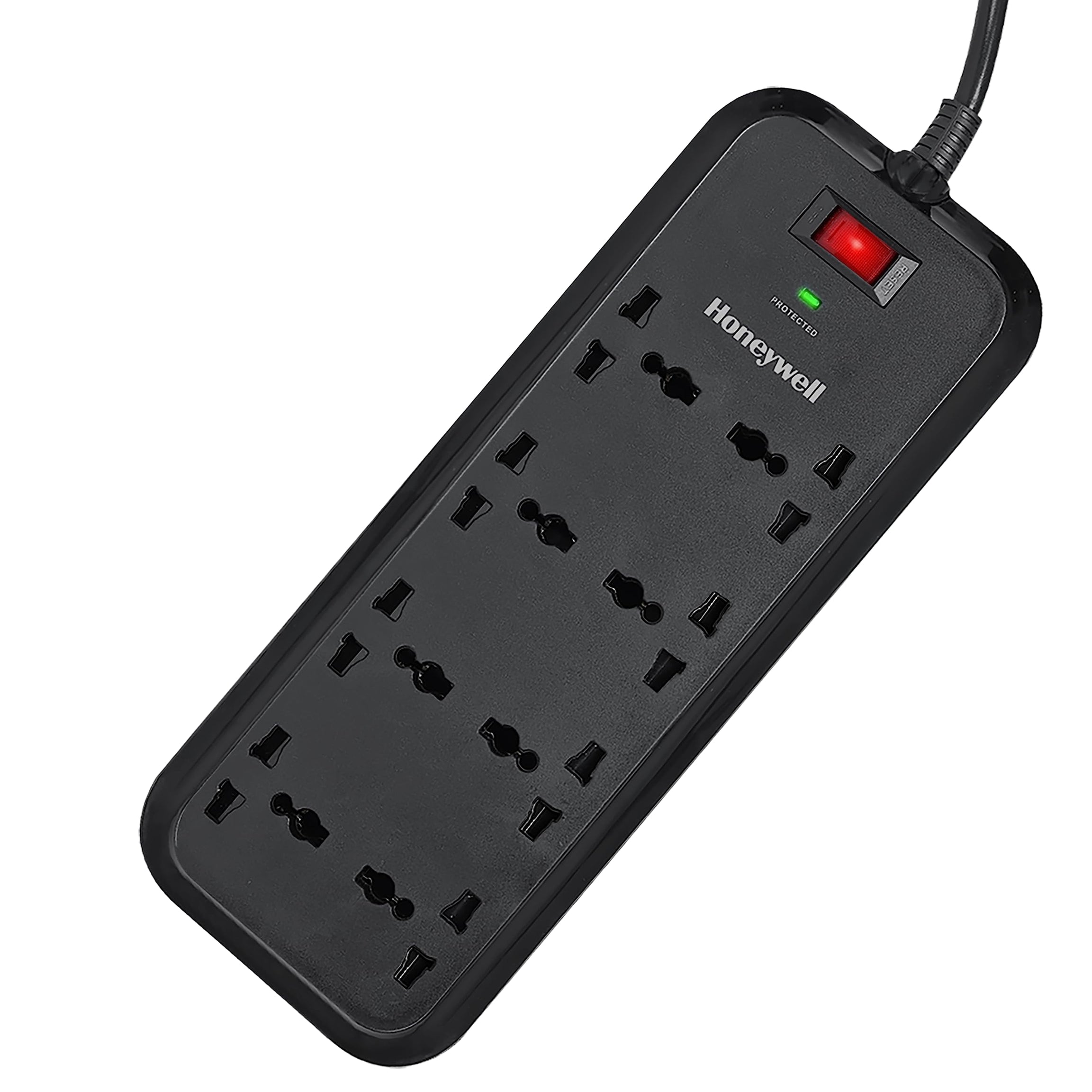 Honeywell Surge Protector, 8 Universal Sockets,20000Amp, 2 Meter Cord, Device Secure Warranty,Automatic Overload Protection,Spike Guard/Extension board,Master Switch,3Year Manufacturer Warranty