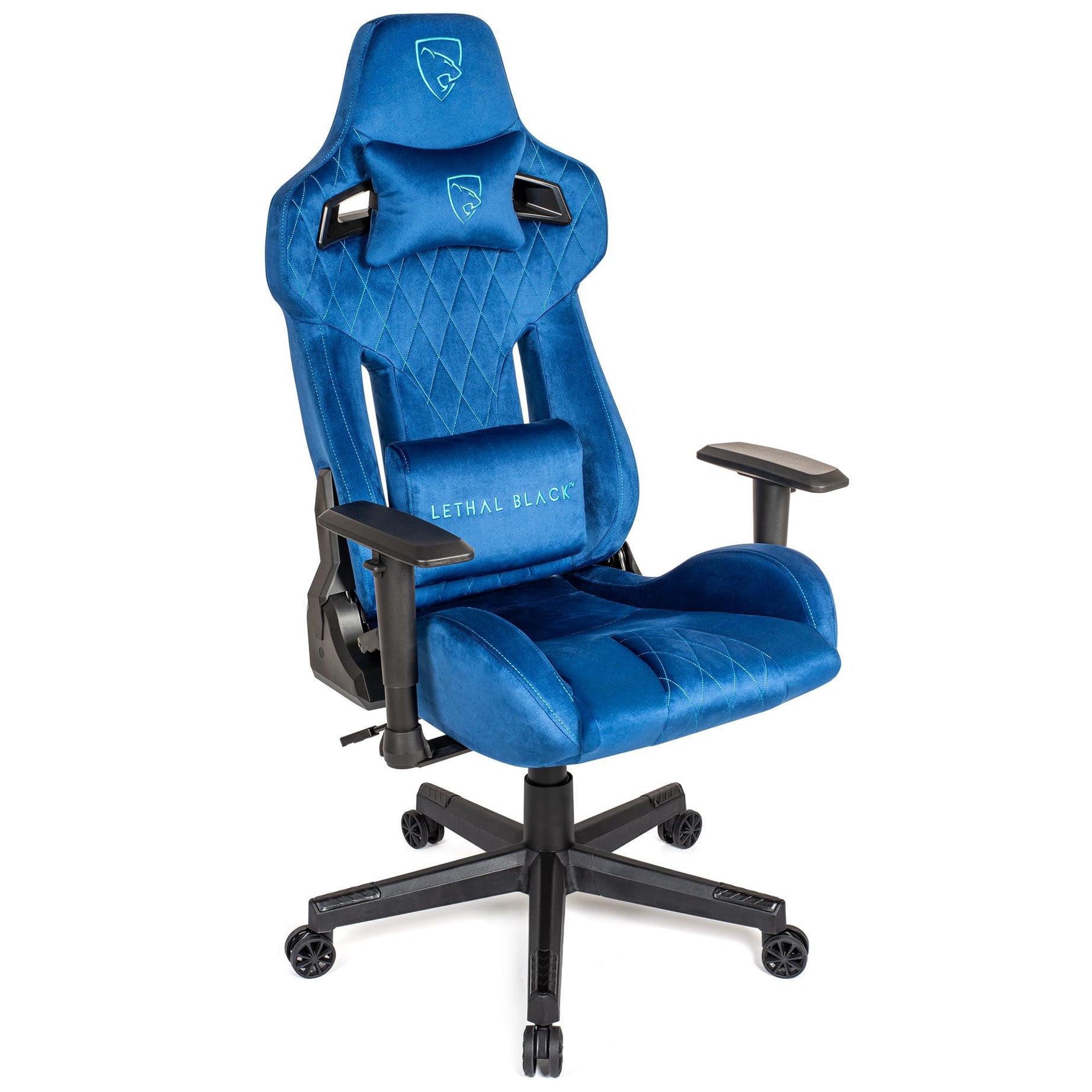 Lethal Black Ergonomic Gaming Chair - with Premium Breathable Alcantara Fabric, Multi Adjustable Armrests, Neck & Lumbar Support| Chair gaming seat & backrest build with high density foam (Blue)