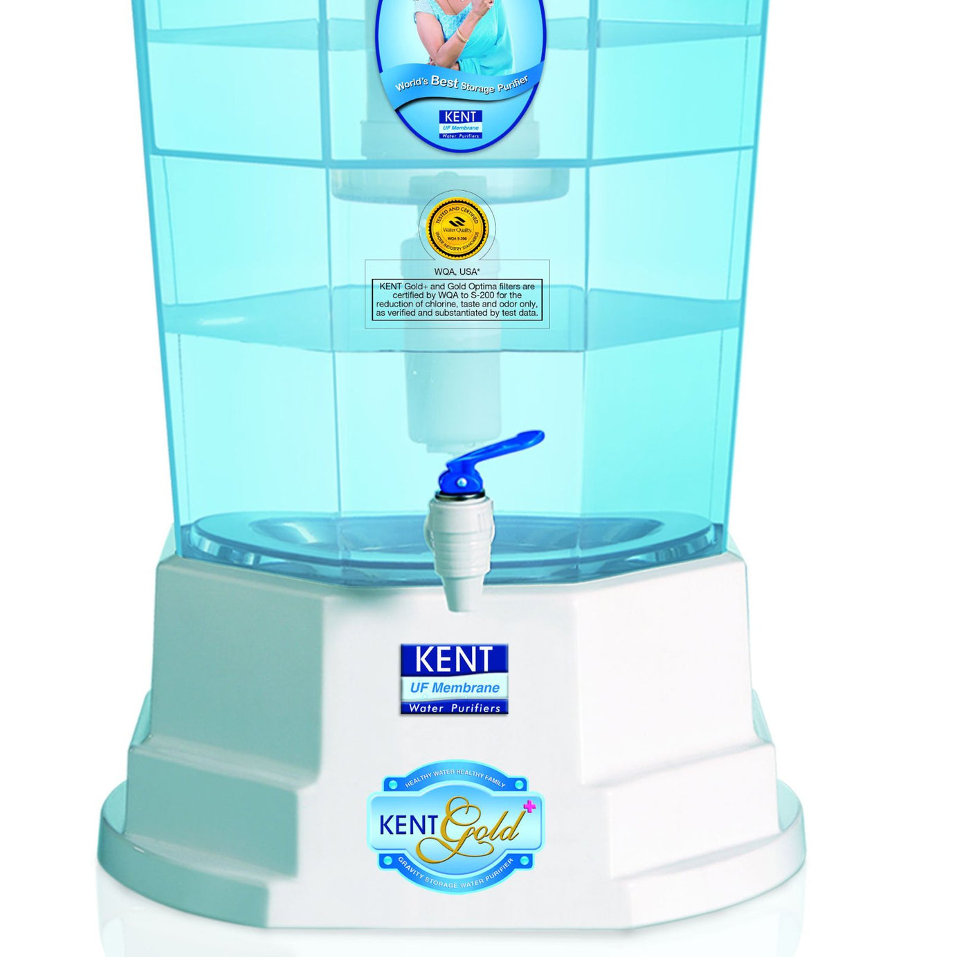 KENT Gold Plus Gravity Water Purifier (11015) | UF Technology Based | Non-Electric & Chemical Free | Counter Top | 20L Storage | White