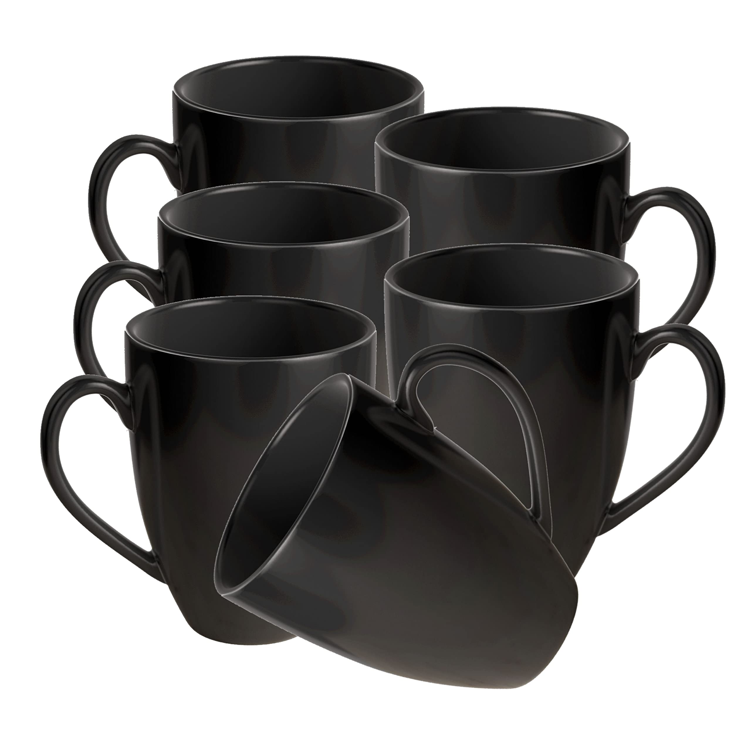 Gift Arcadia Ceramic Coral Coffee Mugs Set of 6,Handmade Ceramic Mug, Microwave Safe Color Mugs,for Tea Coffee, Tea Cups 330ml (Black Set of 6)