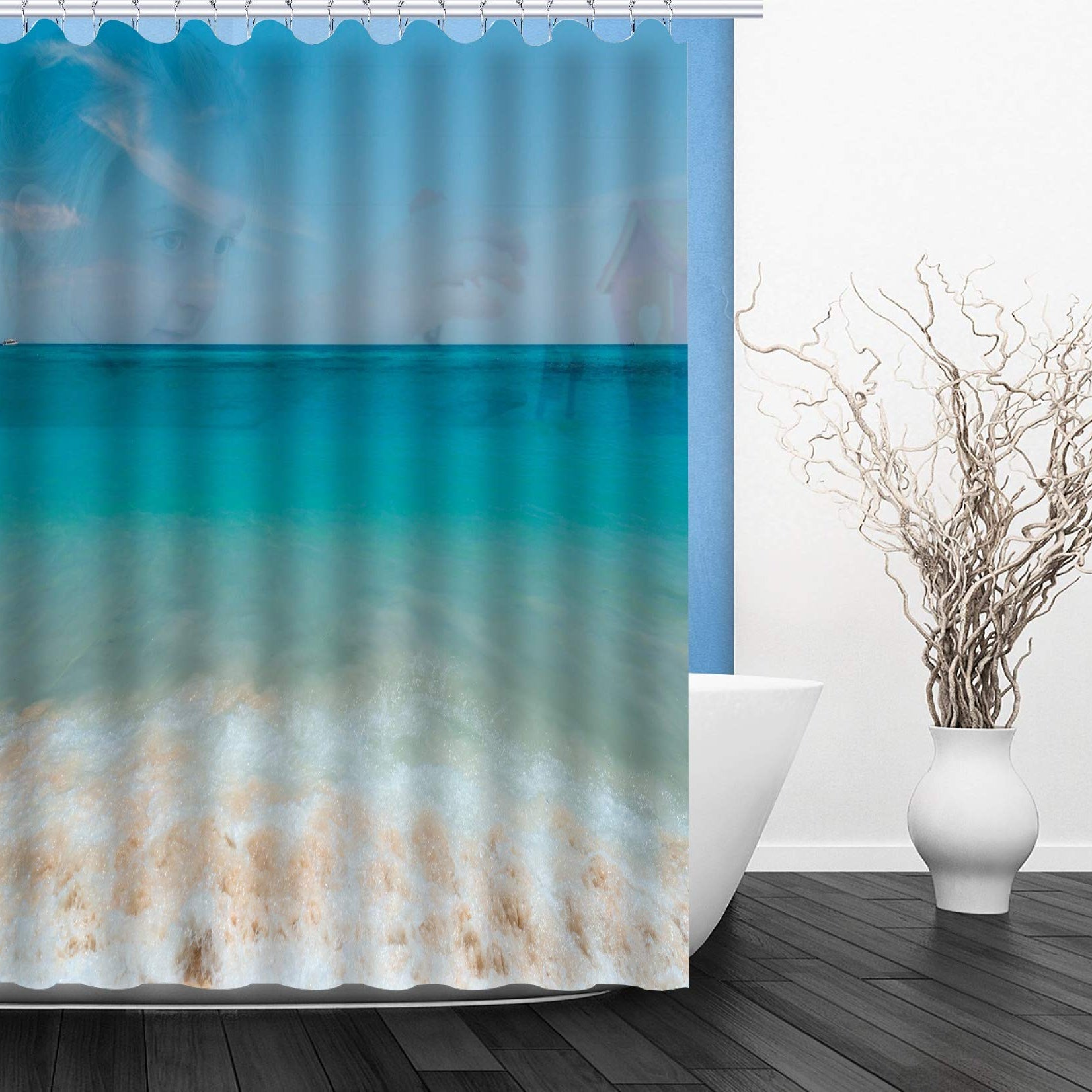 Active Elements Unusual Water World Pattern Graphic Printed Polyester Shower Curtain (60 x 72 Inch)