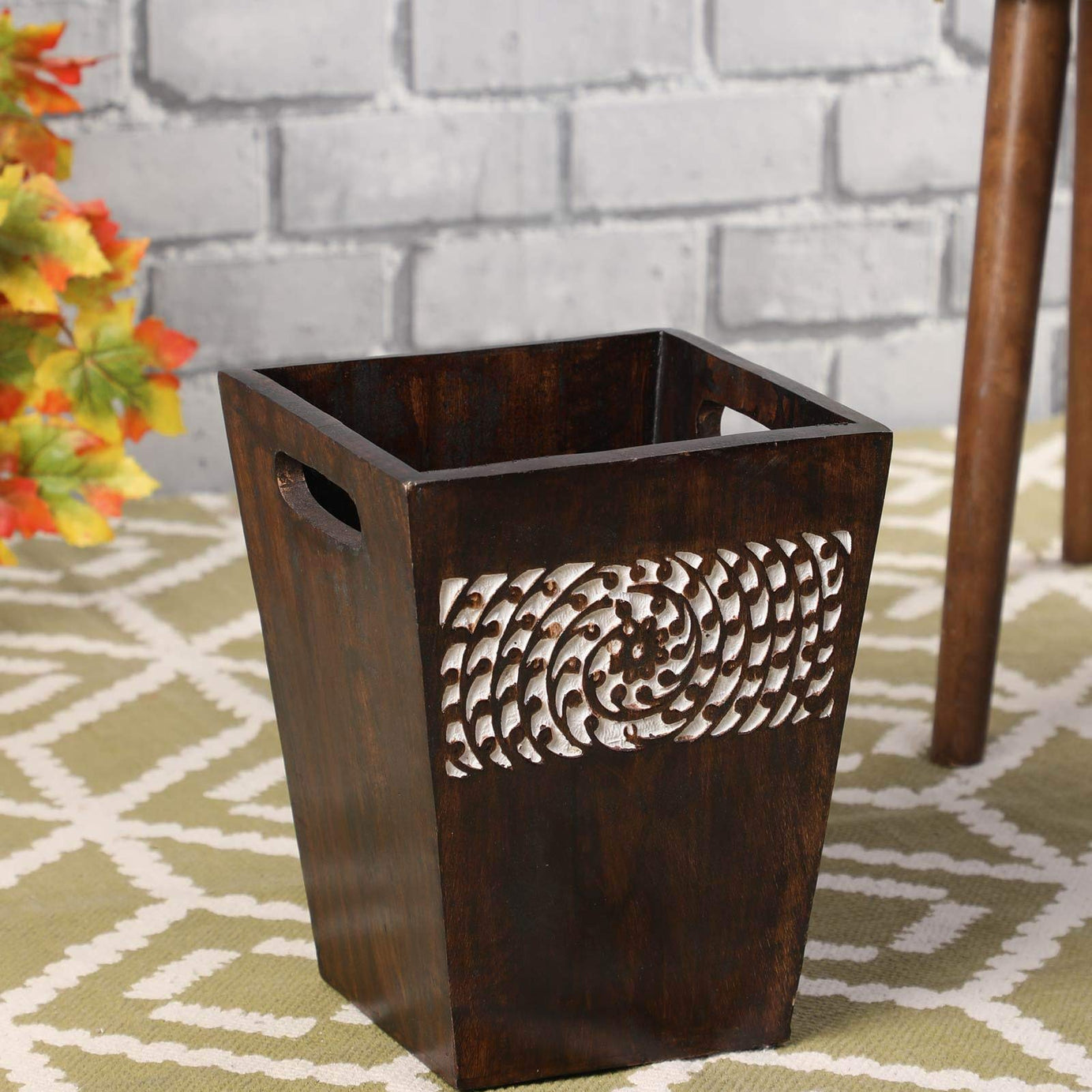 THE URBAN STORE Wooden Antique Dustbin Paper Bin Trashcan (Design No.3)