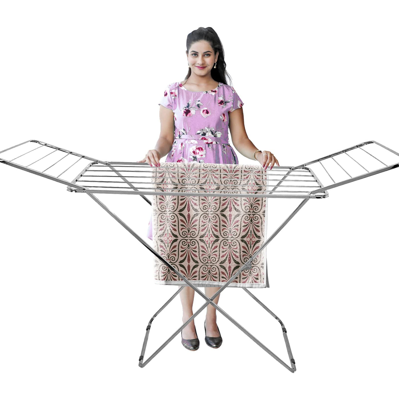 Rainbow Drywell BUTTERFLY Stainless Steel Foldable Cloth Dryer Stand Double Rack Cloth Stands for Drying Clothes Steel