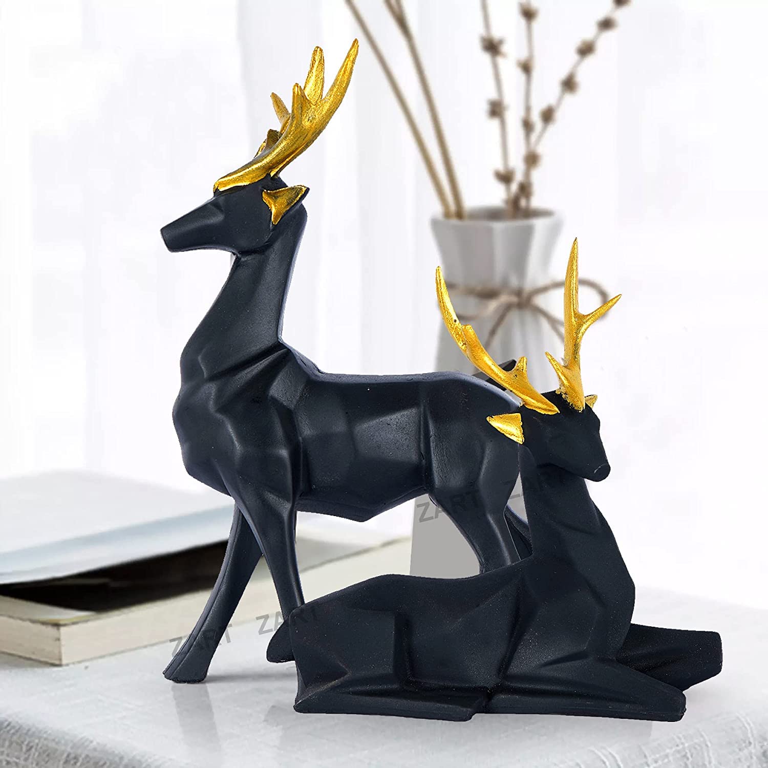 zart Deer Home Decor showpiece (Black) Resin, 6 " inch, 6 " inch