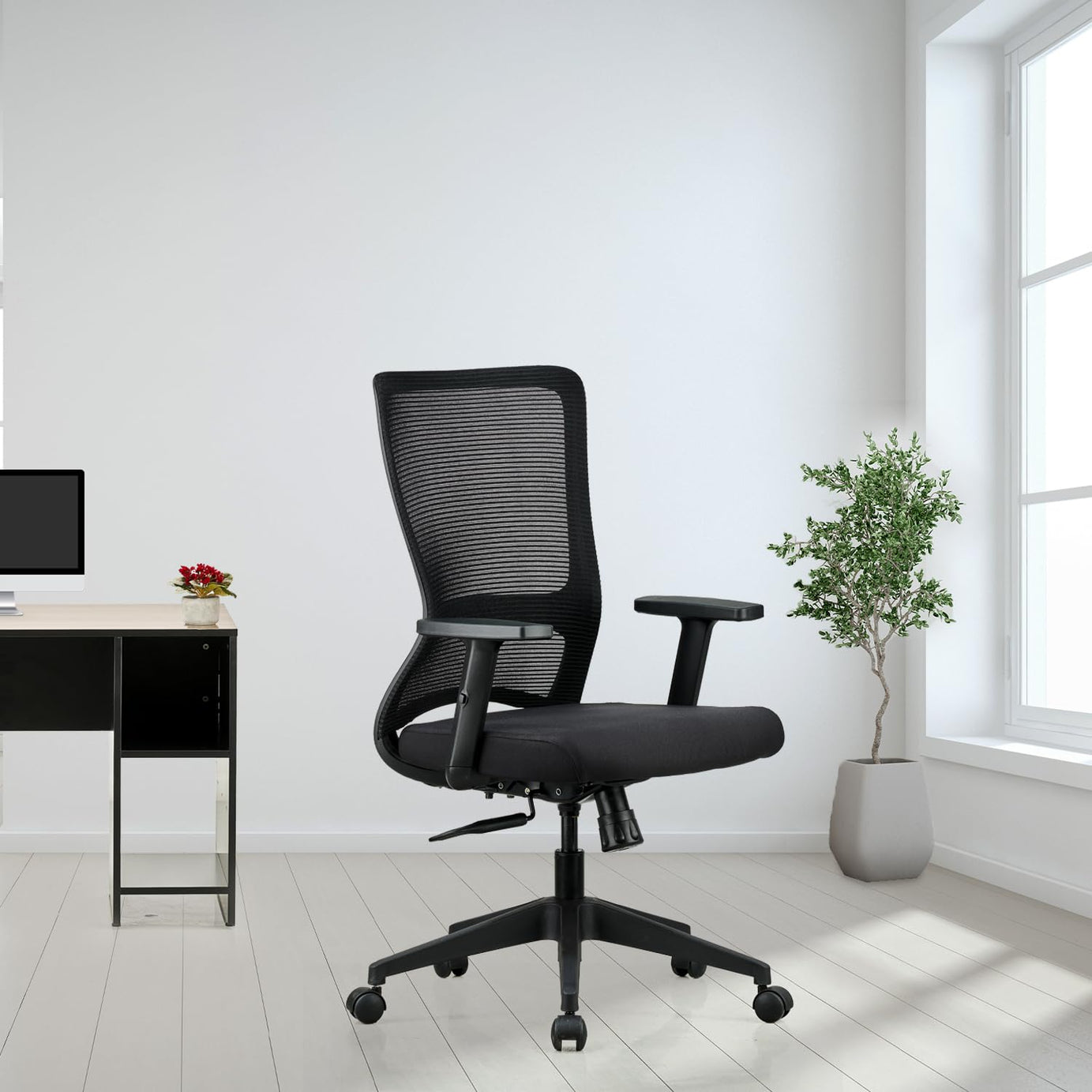 Featherlite Comet Office Medium Back Mesh Chair, Black