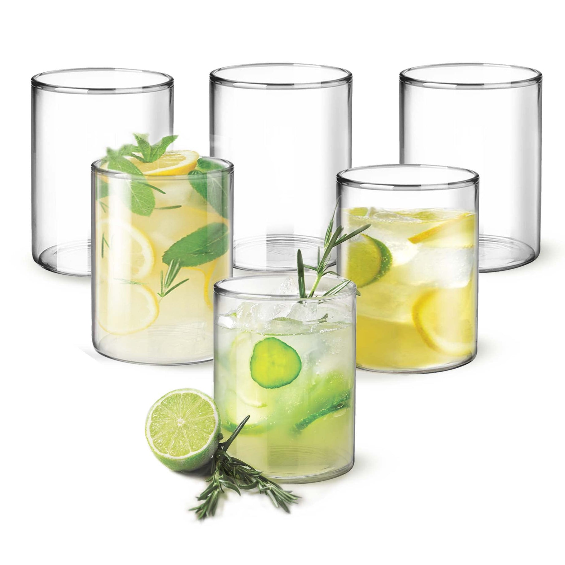 Treo by Milton Vector Borosilicate Glass Tumbler, Set of 6, 300 ml, Transparent