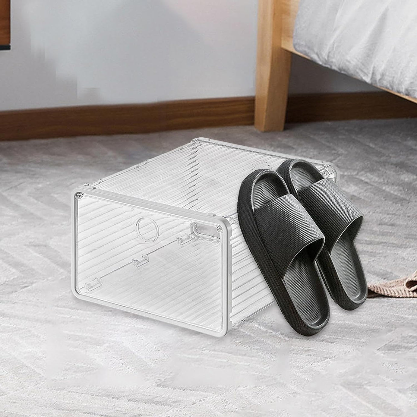 Azelf Shoe Storage Box Shoe Organizer Toy Storage Box Side Open Foldable Bins Shoe Rack for Closet Laundry Apartment Camper RV (6 psc set)