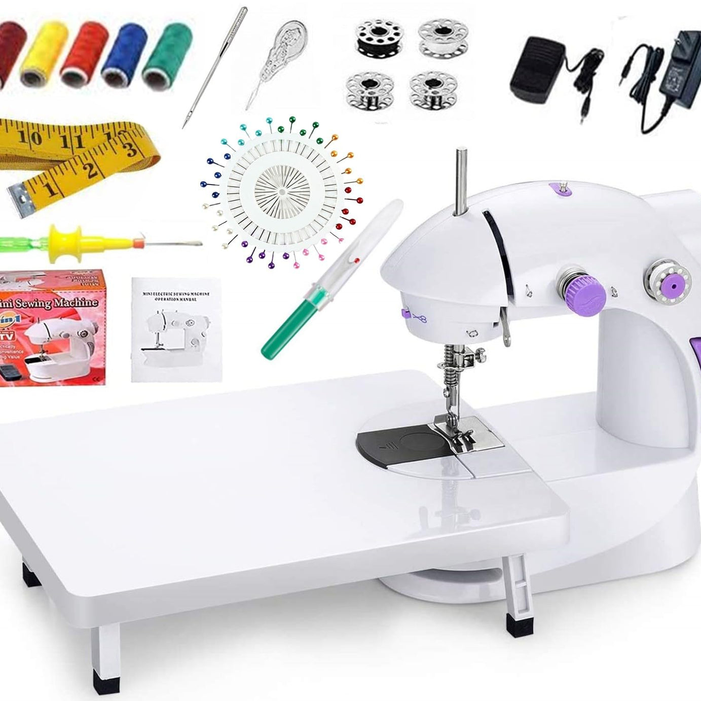 Classipro Sewing Machine For Home Tailoring With Foot Pedal, Adapter, Extension Table And Sewing Kit