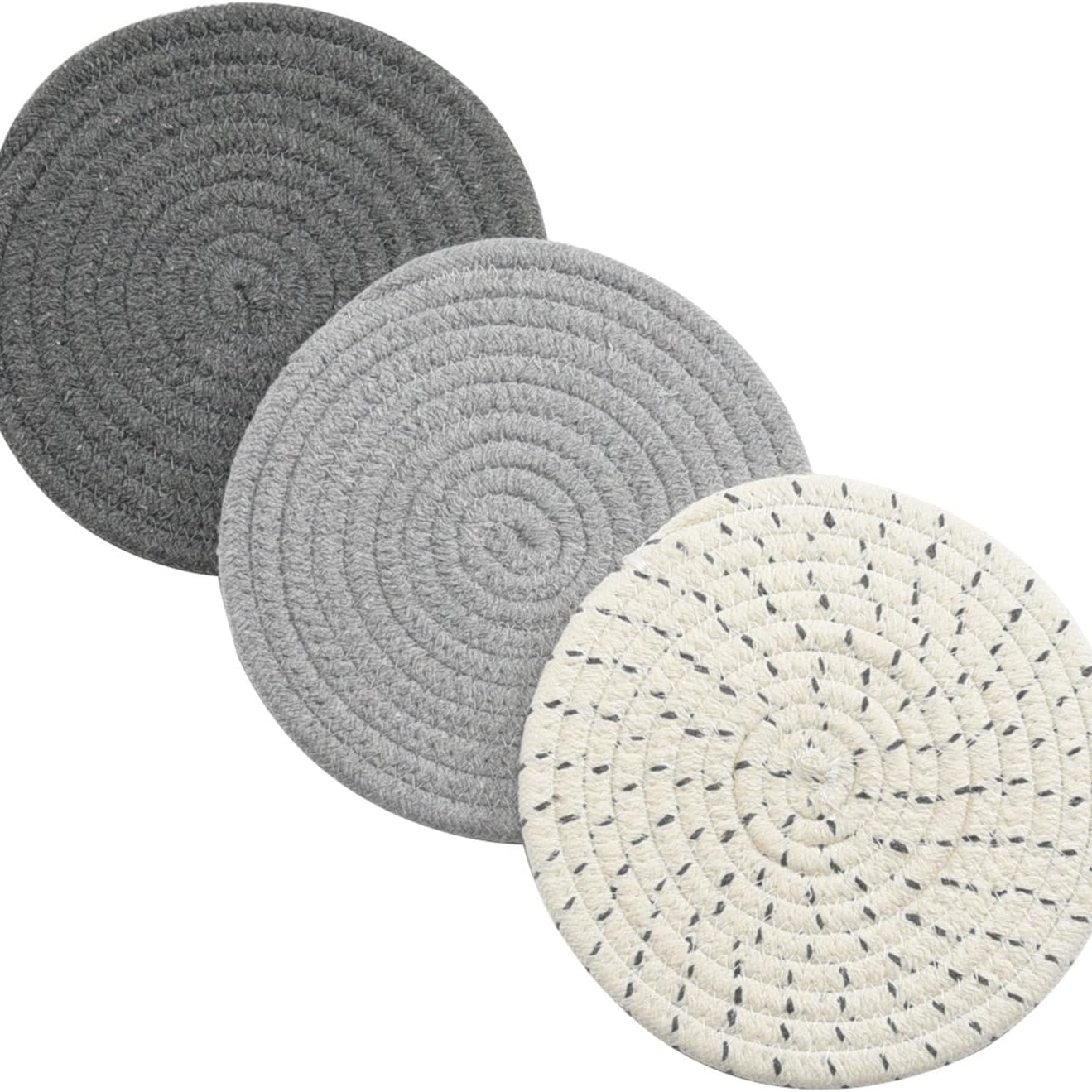 Daruh Craft Potholders Set Trivets Set 100% Pure Cotton Thread Weave Hot Pot Holders Stylish Coasters, Hot Pads, Hot Mats,Spoon Rest for Cooking and Baking 7 inches Set of 3