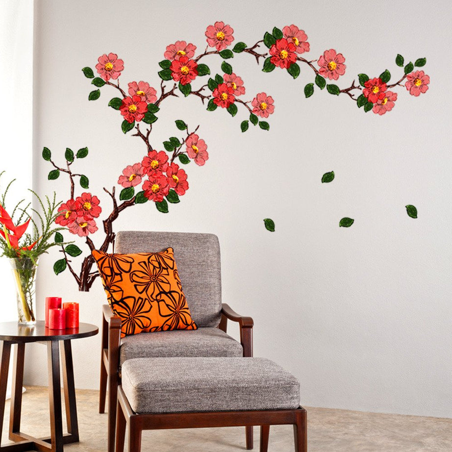 Decals Design 'Floral Branch Antique Flowers' Wall Stickers (PVC Vinyl, 50 cm x 70 cm, Multicolour)