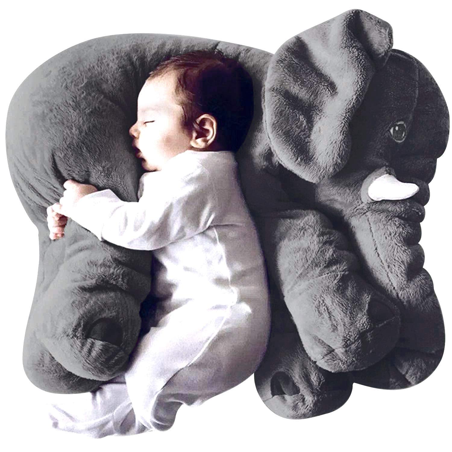 DearJoy Polyester Big Size Fibre Filled Stuffed Animal Elephant Soft Toy For Baby Of Plush Hugging Pillow Soft Toy For Kids Boy Girl Birthday Gift (60 Cm, Grey)