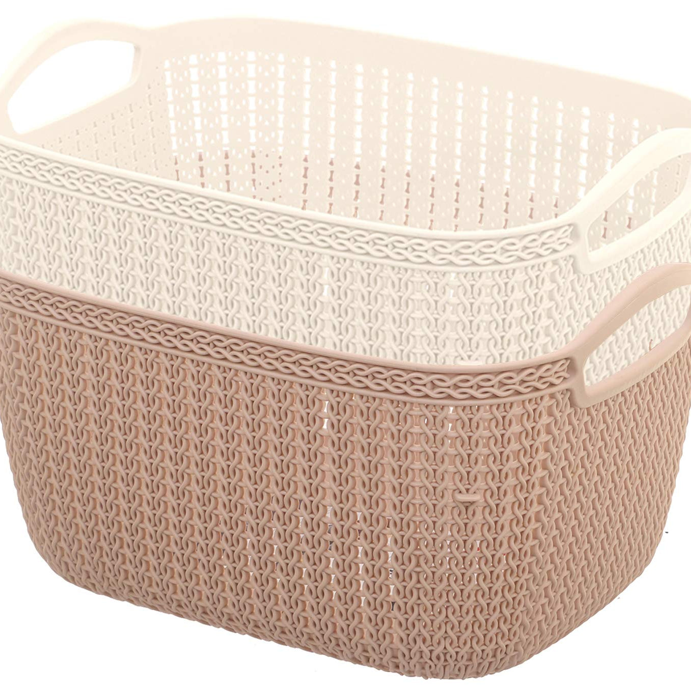 Kuber Industries Unbreakable Plastic Flexible Storage Baskets|Fruit Vegetable Bathroom Stationary Home Basket with Handles|Pack of 2 (Assorted) -CTKTC037844