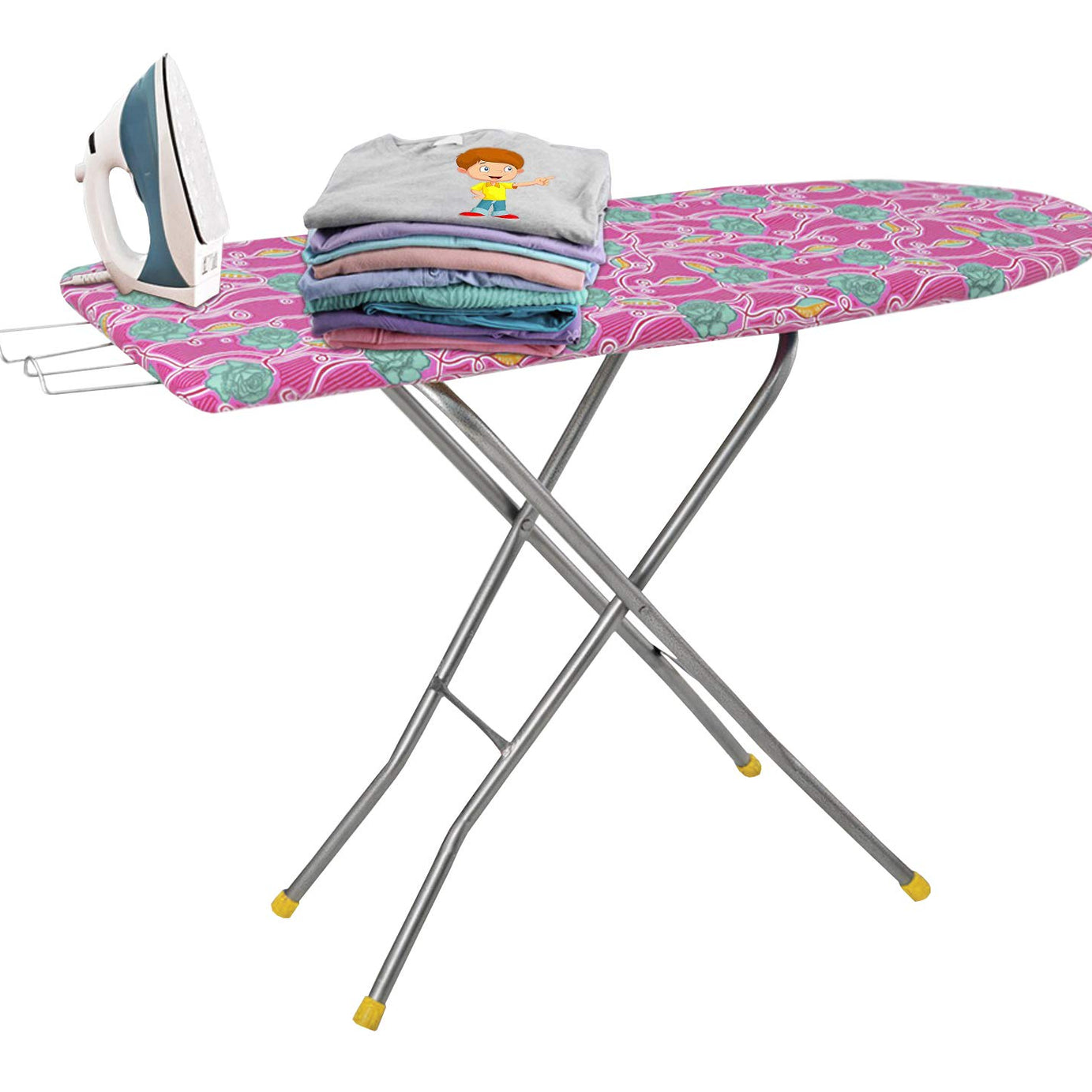 FLIPZON Wooden Self Standing 18" Unique Folding Premium Ironing Board/Table with Iron Holder, Foldable & Adjustable (122 x 47cm) - (Make in India), Multicolor