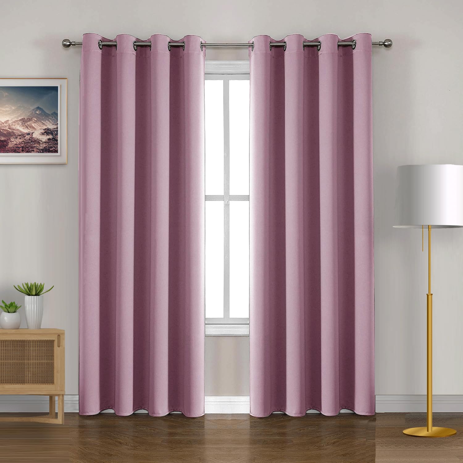 HOMEMONDE 75% Blackout Curtains for Window 5 Feet Pack of 2 - Room Darkening and Privacy Drapes, Thermal Insulation, Noise Reduced - (Lavender 60 Inches)