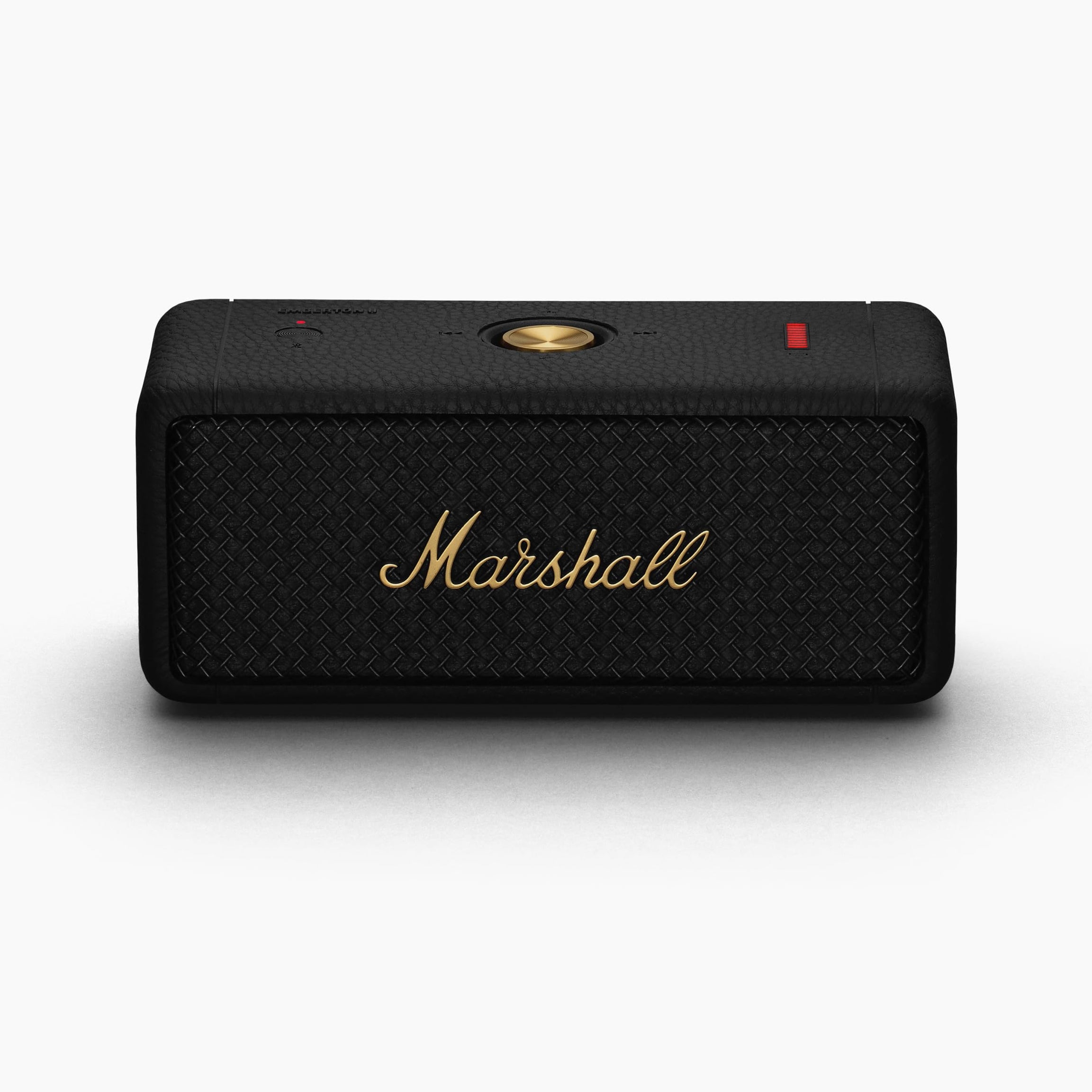 Marshall Emberton II Compact Portable Bluetooth Speaker with 30+ hours of Playtime, (360° sound), Dust & Waterproof (IP67) – Black & Brass.