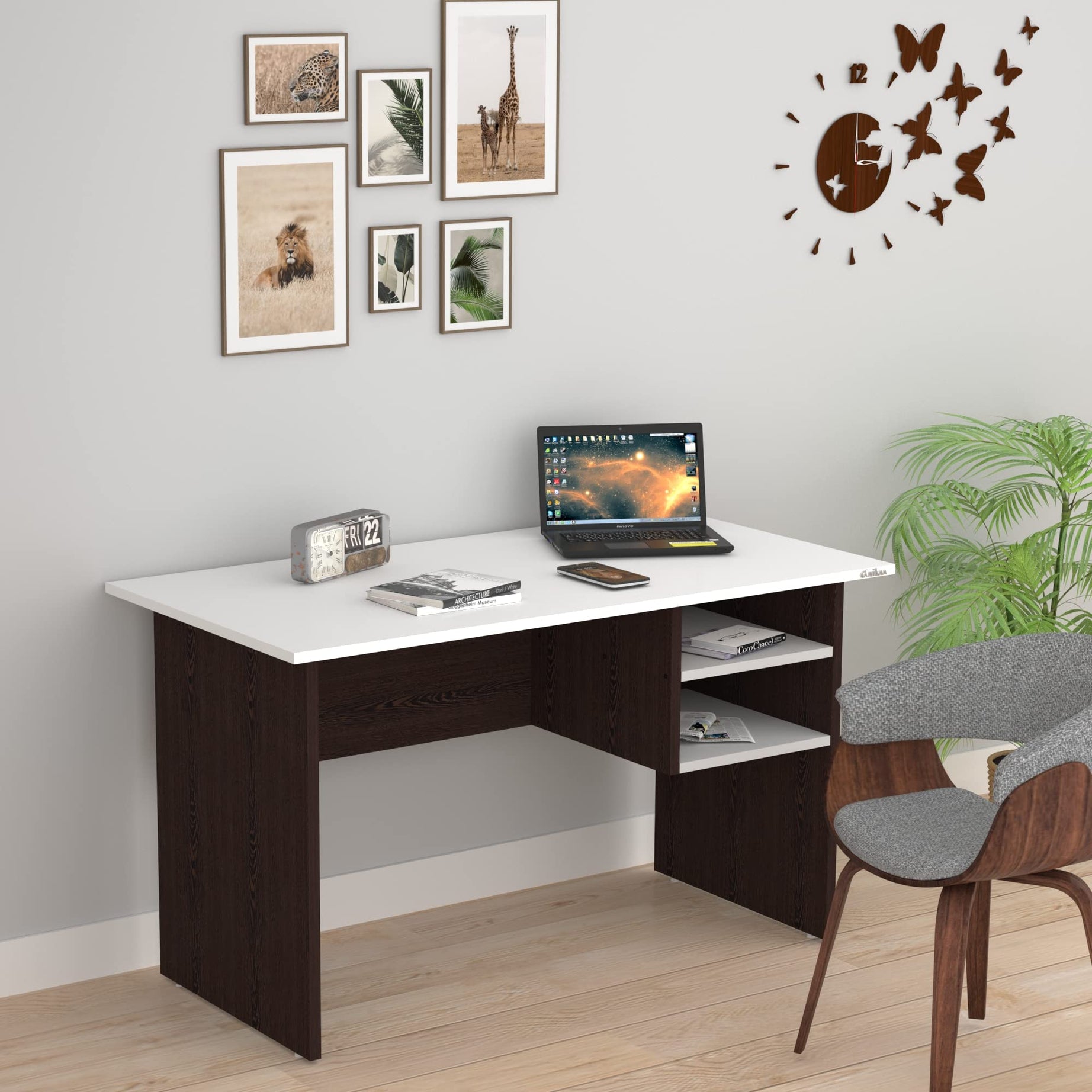 Anikaa Grady Engineered Wood Study Laptop Table | Writing Compute Study Office Desk| Computer Table (Wenge/White) (D.I.Y) Matte Finish