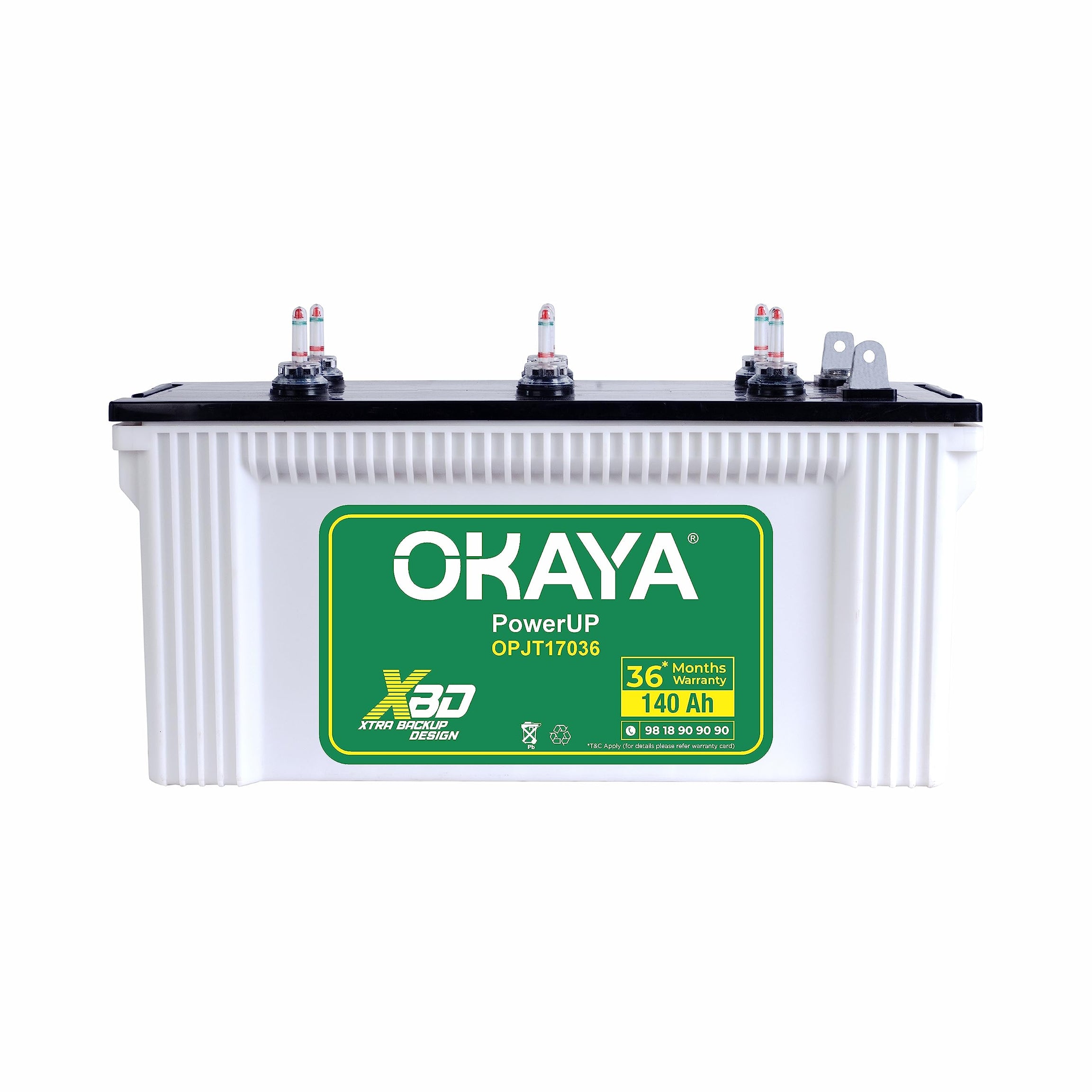 OKAYA PowerUP OPJT17036 140Ah Jumbo Tubular Inverter Battery | Longer Life & Extra Backup with 36 Months Warranty for Home, Office & Shops