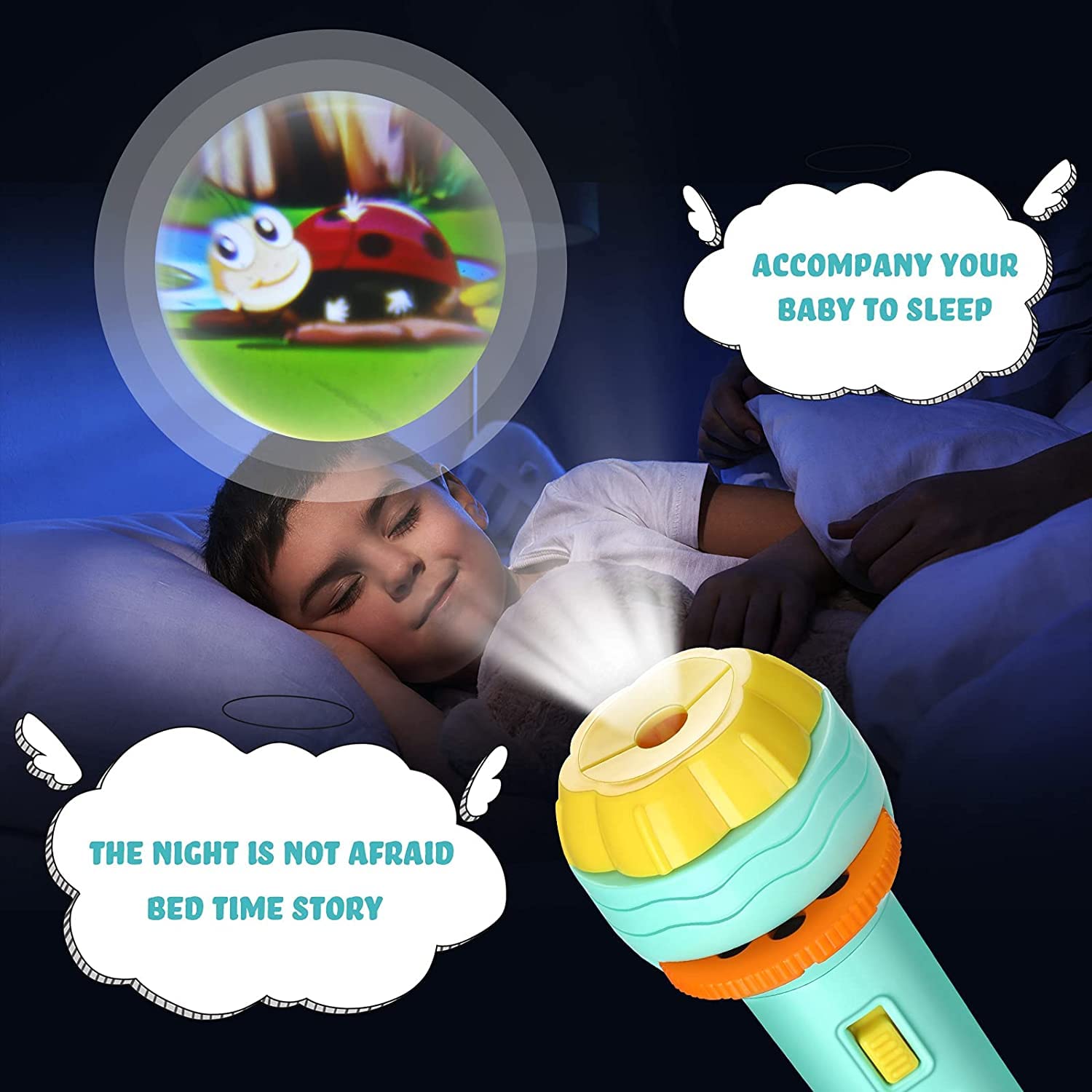 Graphene Bedtime Fun Kids Slide Projector Torch, Premium ABS Materials, Easy-to-Use Interchangeable Slides, Versatile Flashlight for Nighttime Safety, The Perfect Sleep Companion for Children