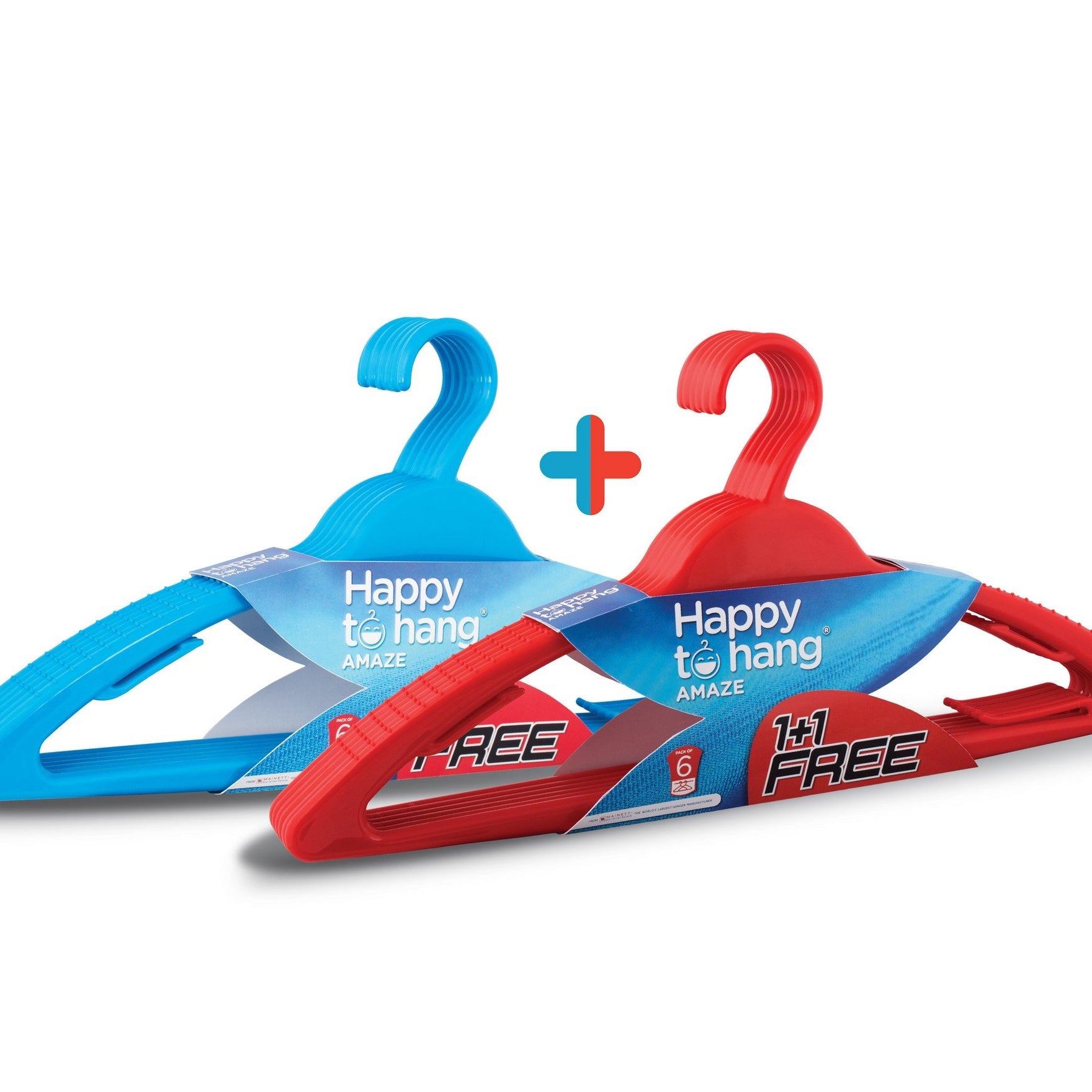 Happy To Hang 6+6 Piece Polypropylene Hanger, Red and Blue (Buy 1 Get 1 Free)