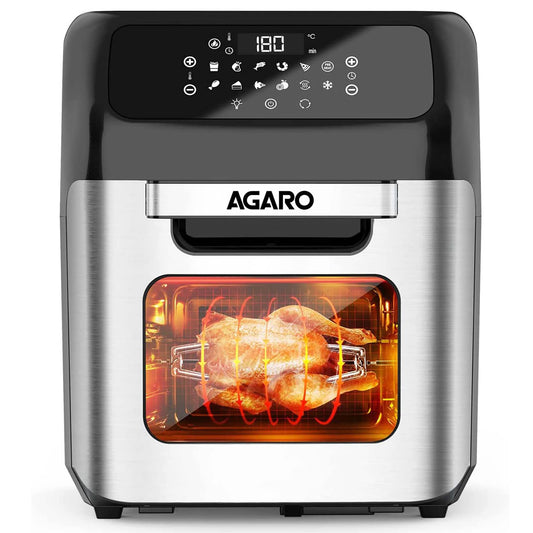 AGARO Regency Air Fryer For Home, 12L, Family Rotisserie Oven, 1800W, 9 Preset Menu, Electric Air Fryer Toaster Oven, Digital Display, Bake, Roast, Toast, Defrost, Silver.