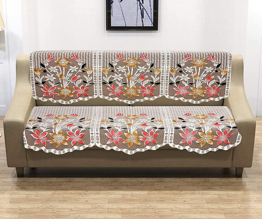 Weavers Villa Cotton Floral Sofa Cover Set (3 SEATER - SET of 6 PIECES)