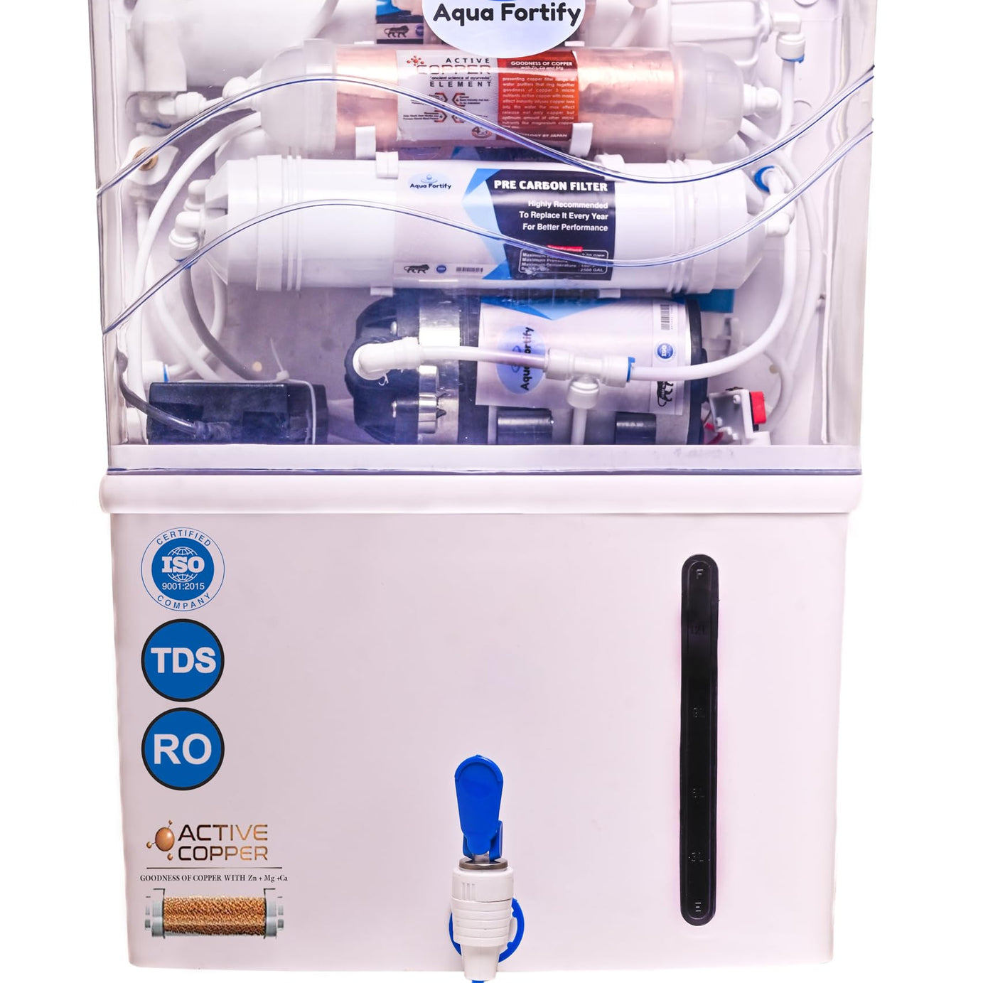 AQUA FORTIFY Enviable Water Purifier |Active Copper + Alkaline+ RO+ UV+ UF +TDS Controller | 15L | Compatible For Home And Office (UV+Copper C+A)