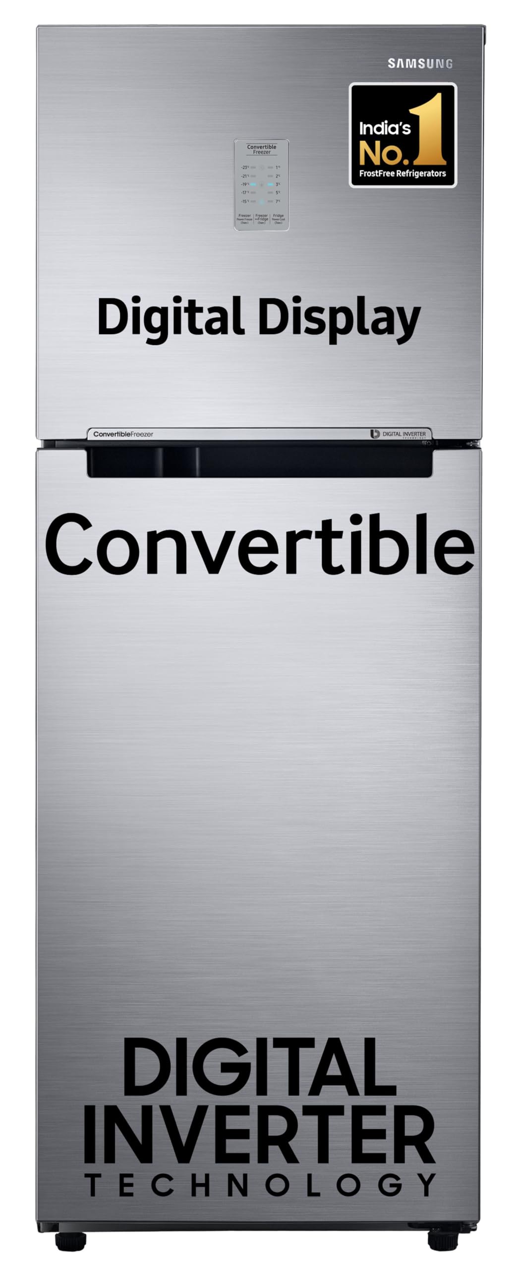 Samsung 256L 3 Star Convertible 3 In 1 Digital Inverter Frost-Free Double Door Refrigerator Appliance (RT30C3733S8/HL,Elegant Inox 2023)