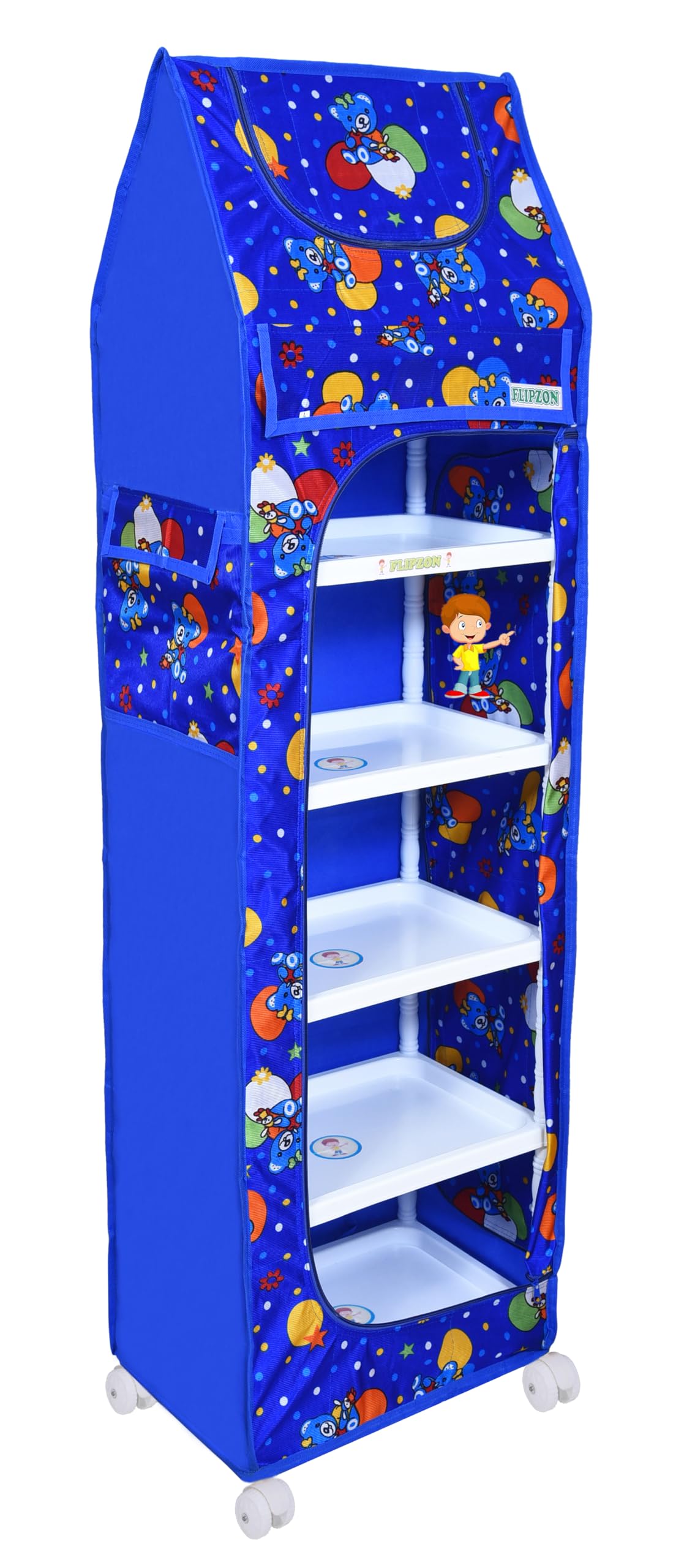 FLIPZON Baby Wardrobe Plastic Multipurpose 6 Shelve, (Unbreakable Material) (Blue, Pack of 1)