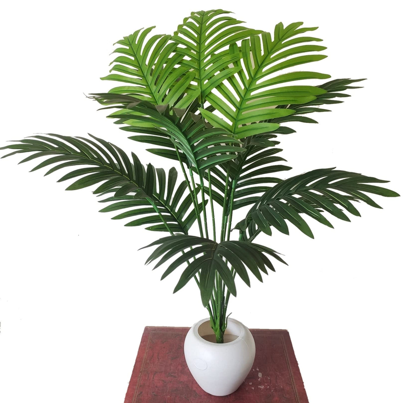 BK MART Natural looking 12 Leaves Areca Palm Indoor Plant for Home/Shop/Office Decor/Gifting Artificial Plant with Pot (60 cm, Green)