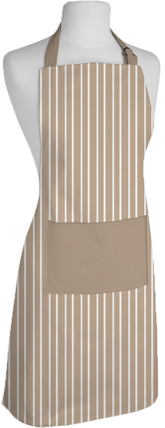 AIRWILL, 100% Cotton Designer Striped Weave Aprons, Sized 65cm in Width & 80cm in Length with 1 Center Pocket, Adjustable Buckle on Top and 2 Long Ties on Both 2 Sides. Pack of 1 piece