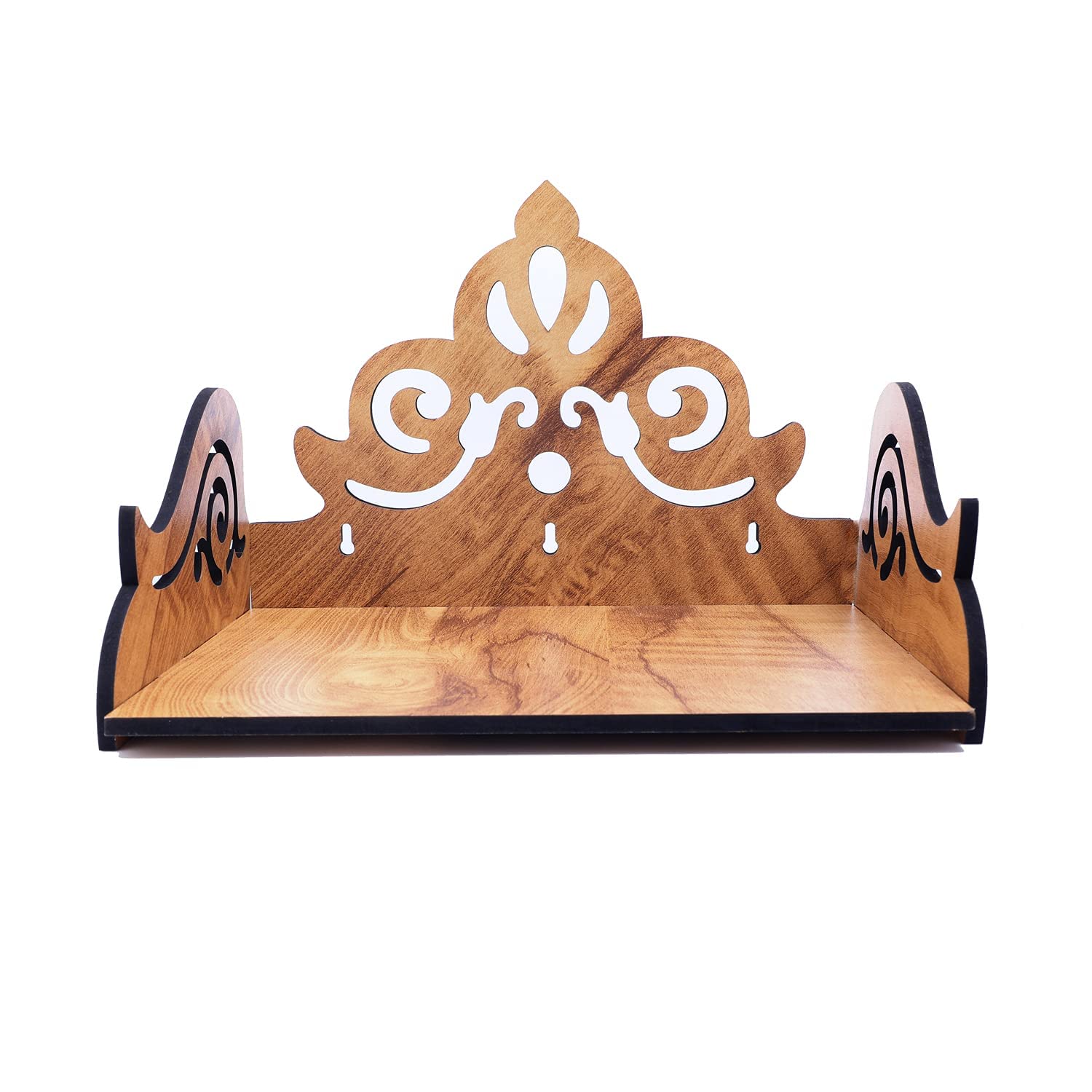 WOODEN VILLA Pooja Mandir For Home-Wooden Temple For Diya Home Shop Office, Puja Mandir Pooja Stand For Home Wall With Diya Stand,H-9In