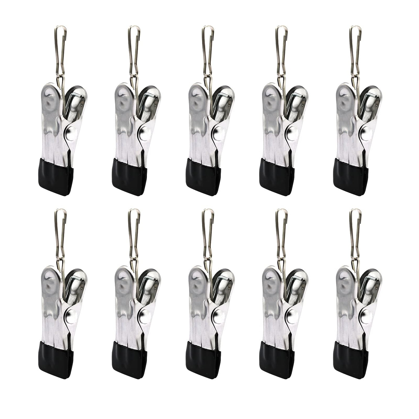 BERYLER® 10 Pack Clothes Pins for Laundry Clips, Heavy Duty Multipurpose Stainless Steel Clothespins, Clips Drying Pegs Clamps for Clothesline Outdoor Kitchen Food Bag