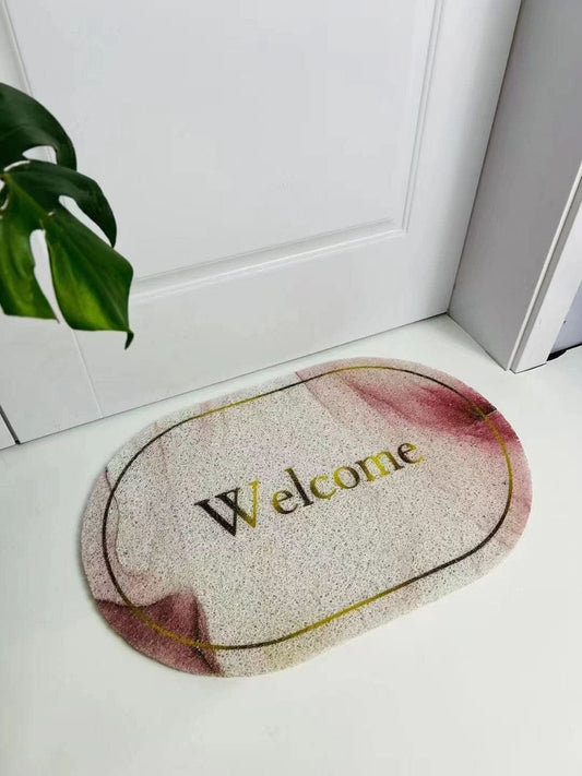 STESHWK Door Mat Durable & Anti-Slip Natural Oval Welcome Print Floor Mat Rug for Indoor or Outdoor Anti-Skid & Water Proof for Home Hotel Balcony Floor Carpet, Doormat(Multicolor)