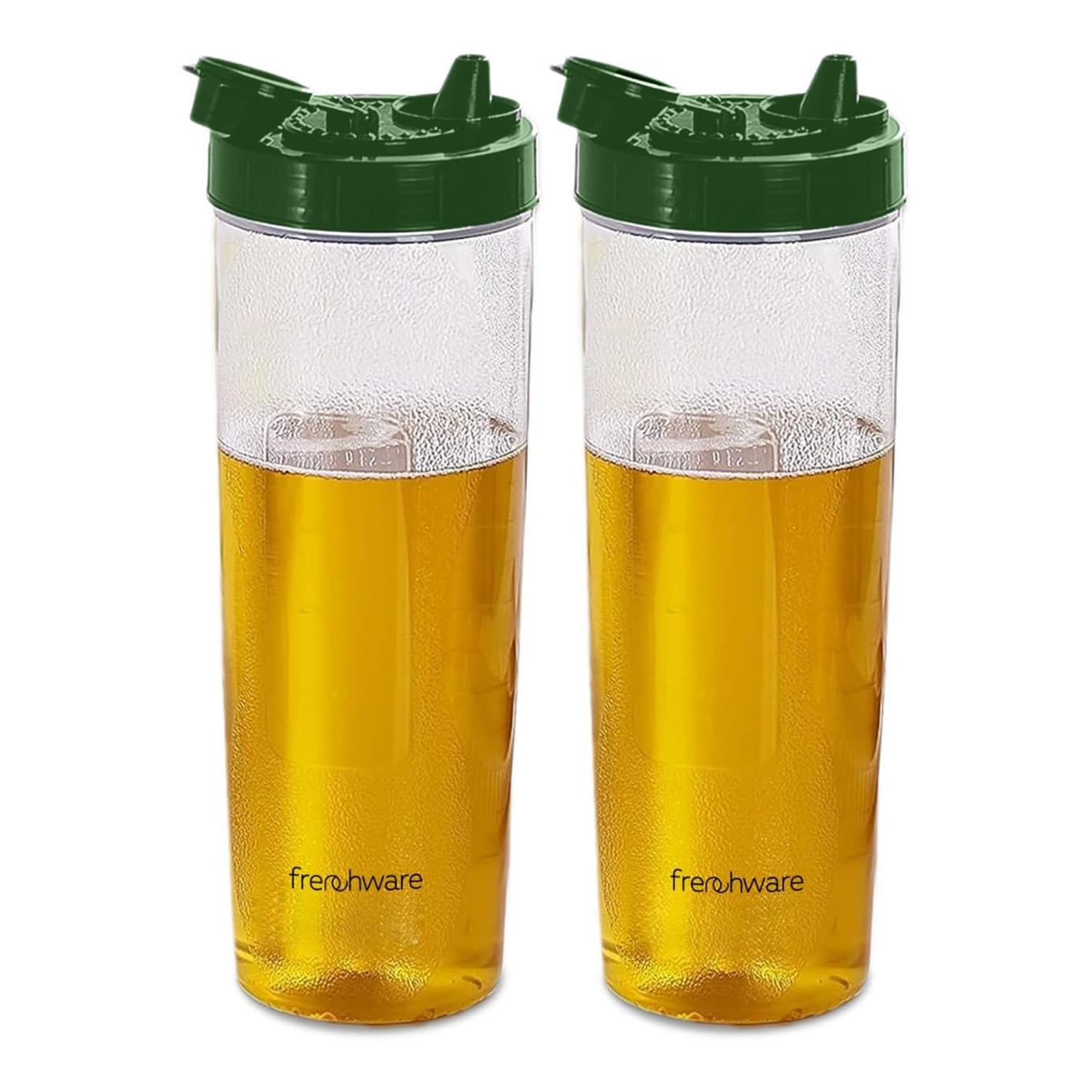 Frenchware Oil Dispenser 1 Litre (Pack of 2, Green, 1 Litre Each), Ideal for Storing & Pouring Liquids, Refined Oils, Olive Oil, Vinegar, Soy, BPA-Free, Food Grade Material