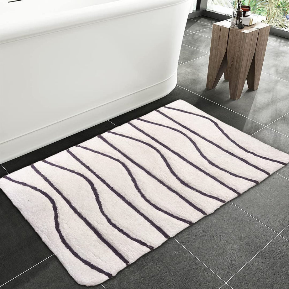 SENSES by Riba Bathroom Rug, Bath mat 2000 GSM with Anti Skid Treatment | Soft Plush Super Thick, Absorbent, Machine Washable, Quick Drying Doormat/Carpet (50x80 cms) (Design 8)